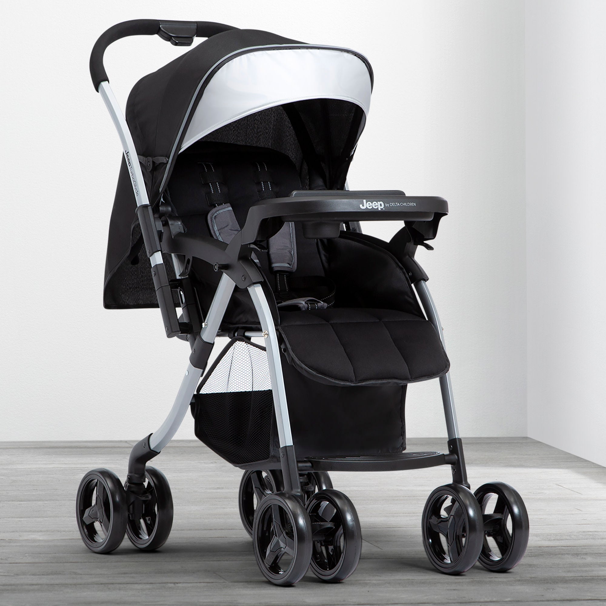 Jeep TurboGlyde Reversible Handle Stroller - Lightweight Compact Baby Stroller with Adjustable Canopy & Storage Basket | Perfect for Travel, Shopping & Daily Walks