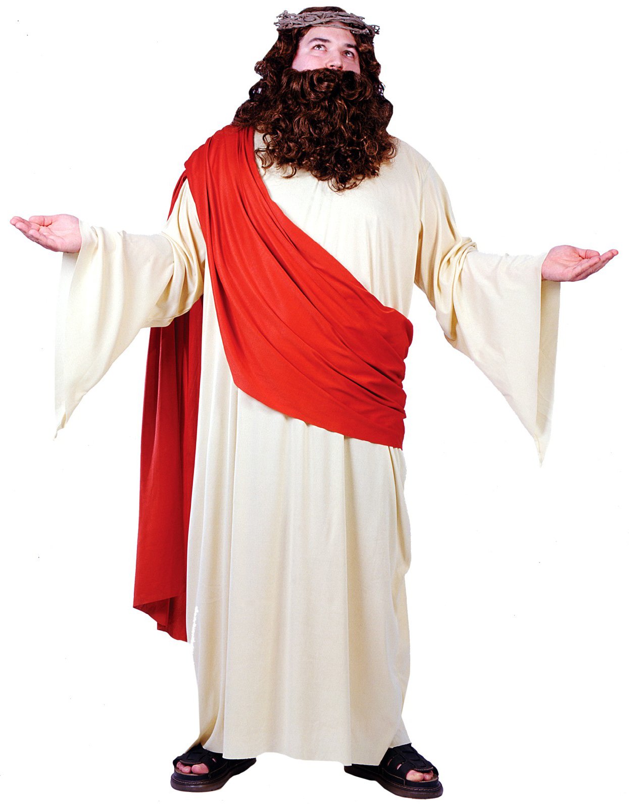 Jesus Christ Plus Size Adult Costume Set with Wig & Beard - Biblical Halloween Outfit, Christmas Nativity Play, Religious Themed Party Costume