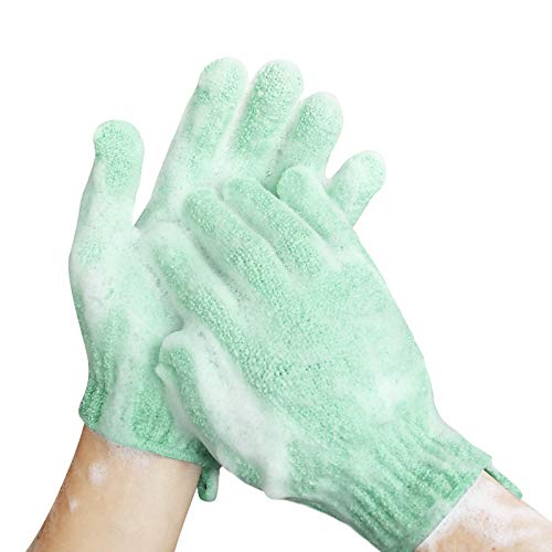 Exfoliating Shower Gloves for Deep Cleansing – Dead Skin Removal & Body Scrub – Medium to Heavy Bathing Gloves for Women & Men – 1 Pair Light Green – Perfect for Spa, Exfoliation & Smooth Skin Care Routine