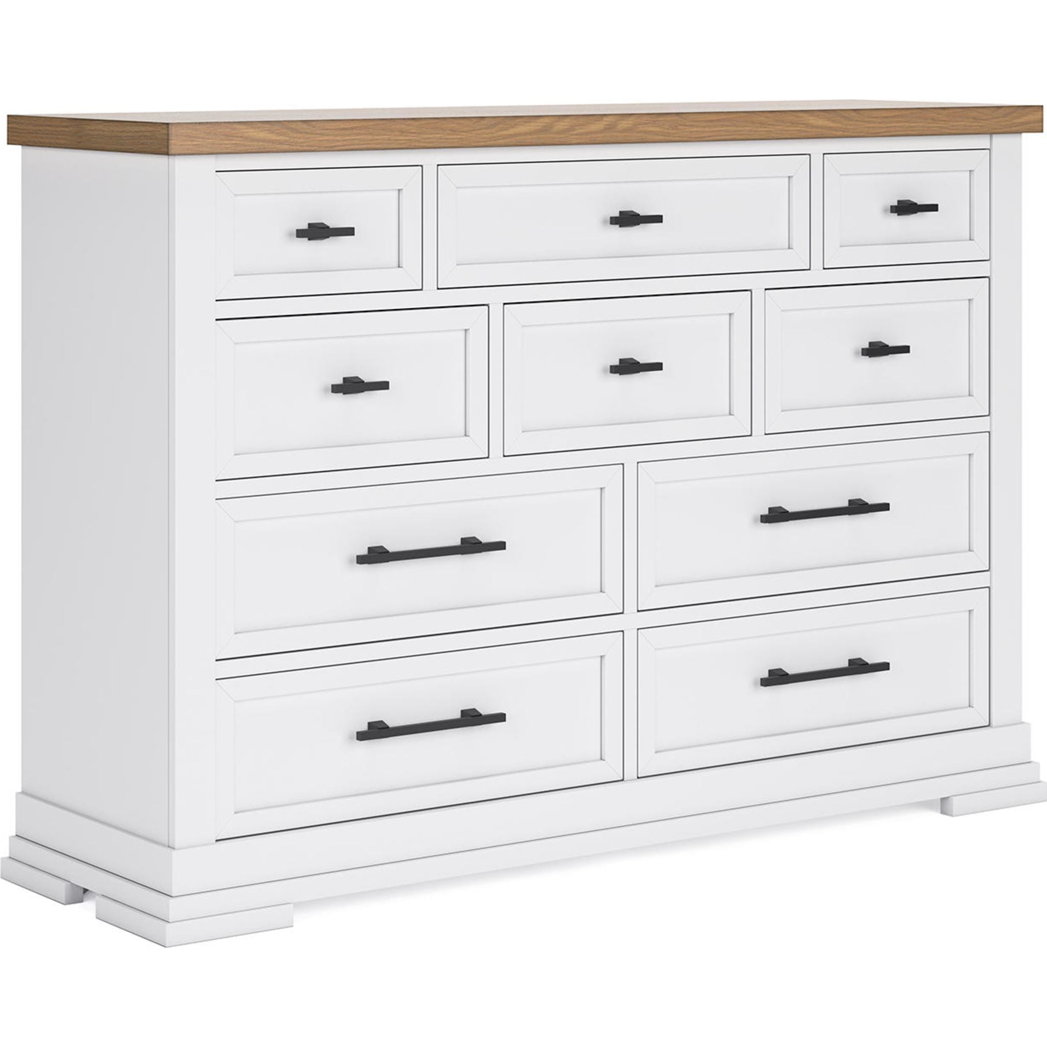 Ashbryn White and Natural Wood Dresser - Modern 6-Drawer Chest for Bedroom, Living Room, or Nursery Storage