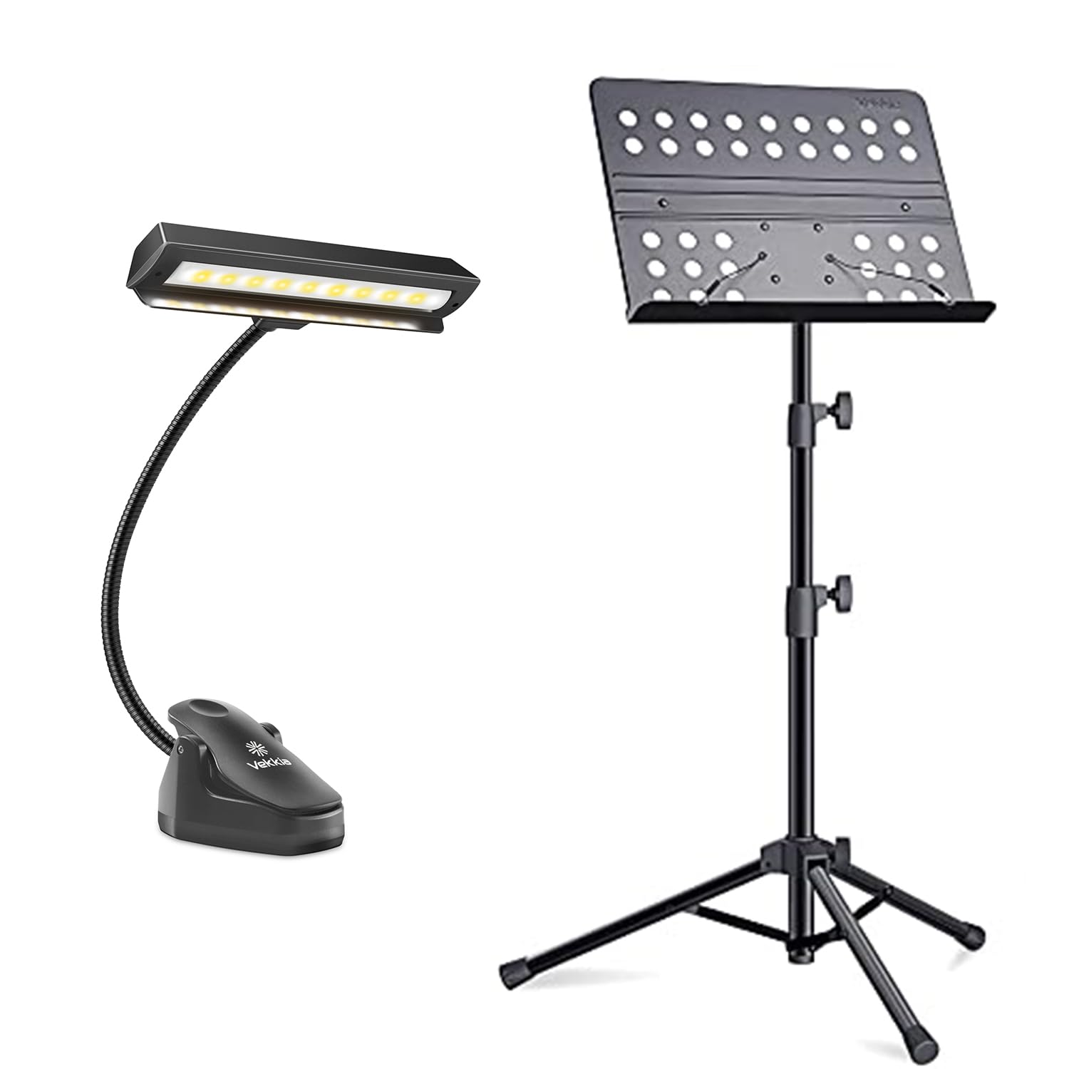 Vekkia 19 LED Music Stand Light with Adjustable Brightness - Portable Sheet Music Stand with Carrying Bag for Musicians, Pianists, Violinists - Perfect for Practice, Performances & Nighttime Reading