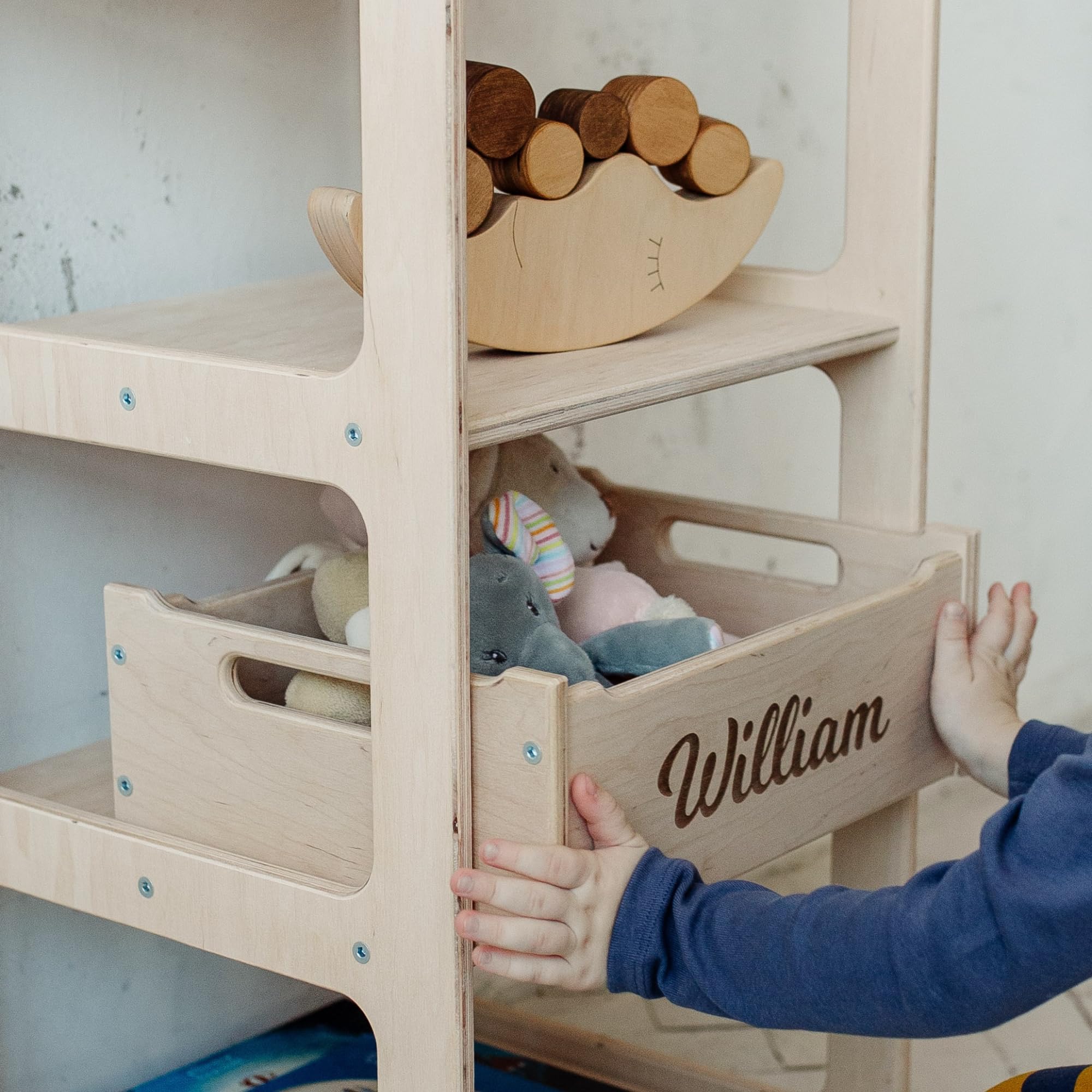 Set of 2 Wooden Shelves - Small Toy Storage Organizer & Large Montessori Bookshelf for Kids | Durable Kids Bookshelf & Toy Display Shelf | Perfect for Montessori Classroom, Nursery, or Playroom Organization