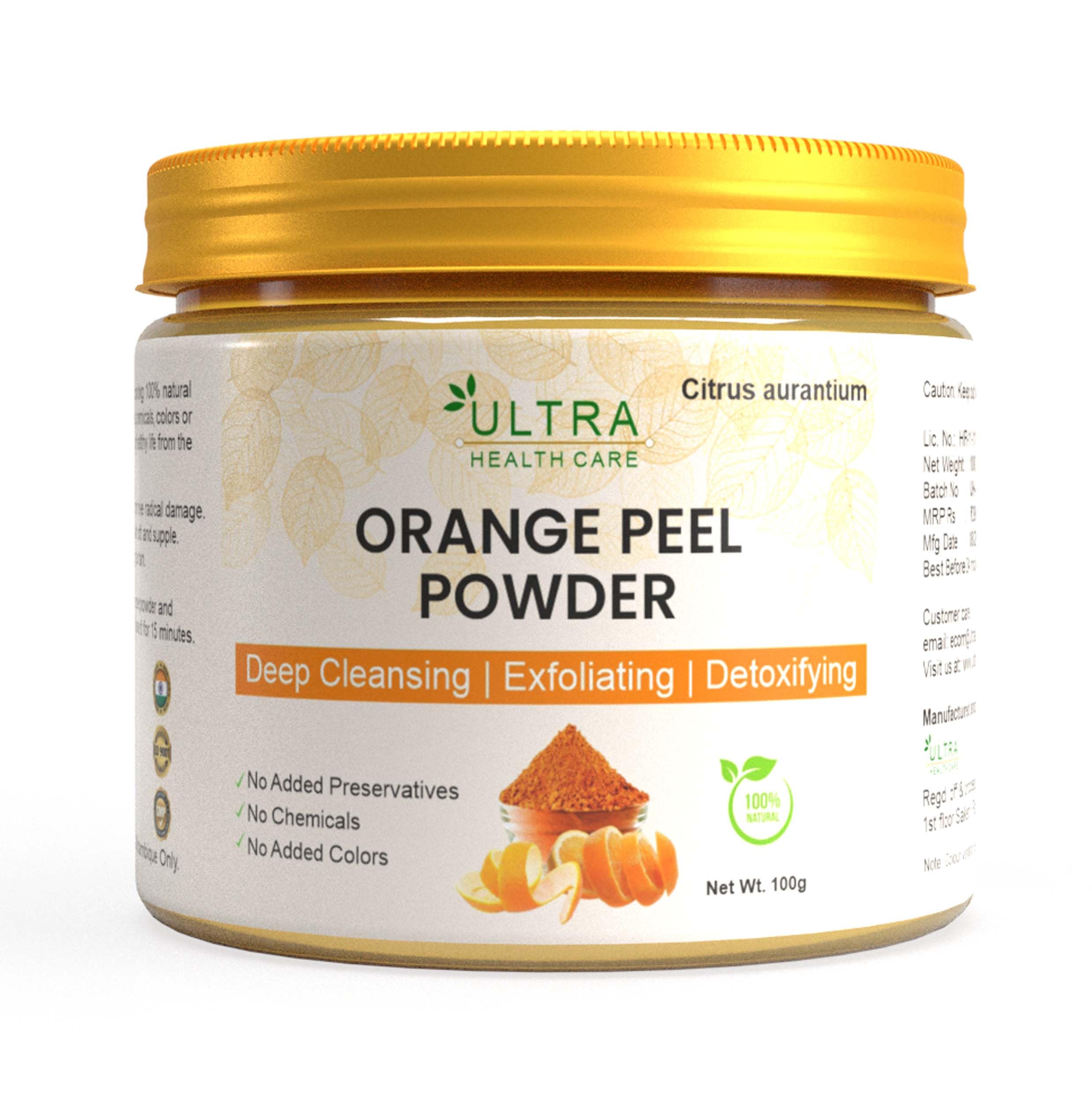 Ultra Health Care Orange Peel Powder Face Mask - 100g | Oil Control, Tan Removal, Acne Treatment & Glowing Skin | Vitamin C Enriched for Collagen Boost & Natural Skin Cleansing | Perfect for Daily Skincare & Spa Treatments