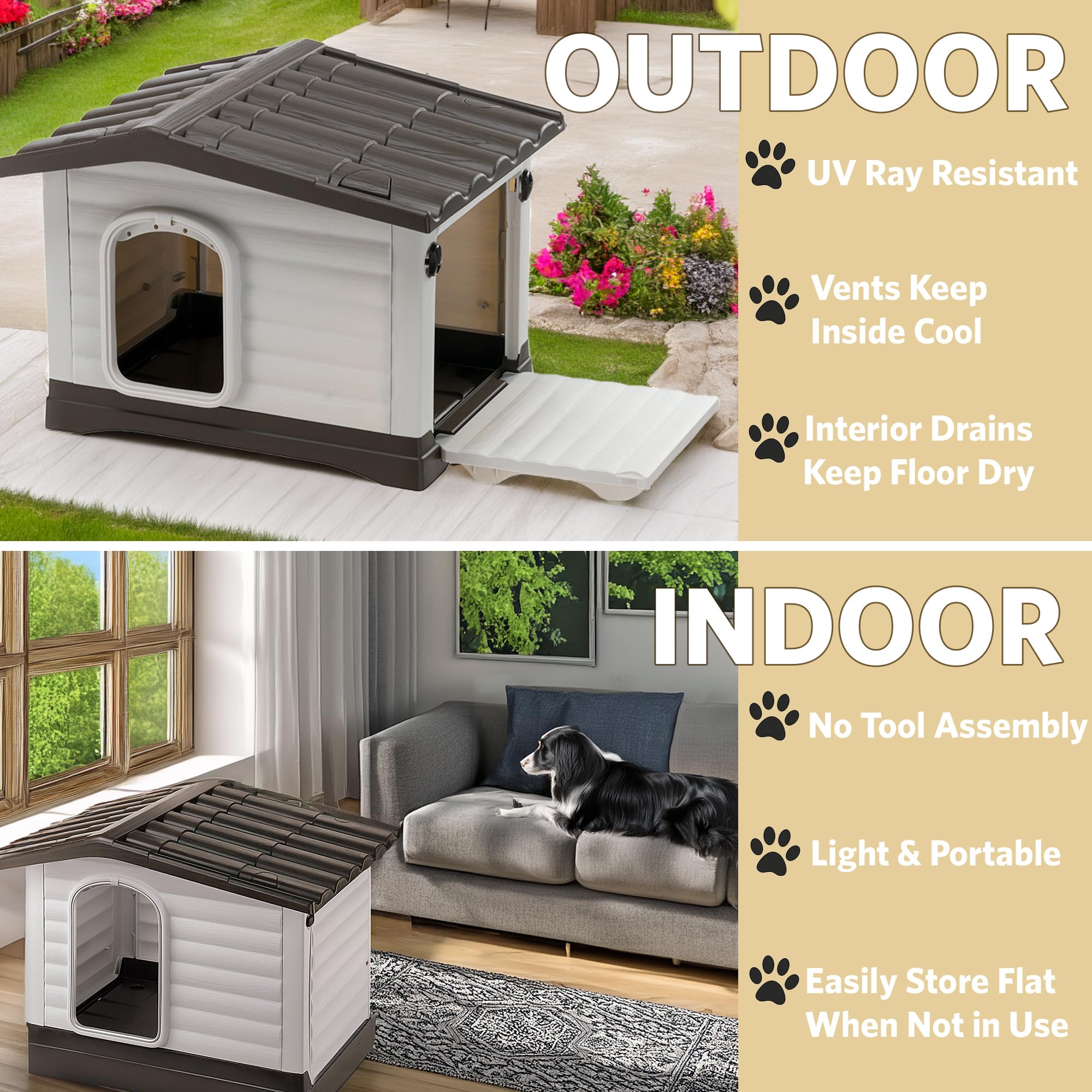 Ferplast Dog Villa - Durable Outdoor Dog House for Small & Medium Dogs - Weatherproof Pet Shelter for Backyard, Patio & Garden Use