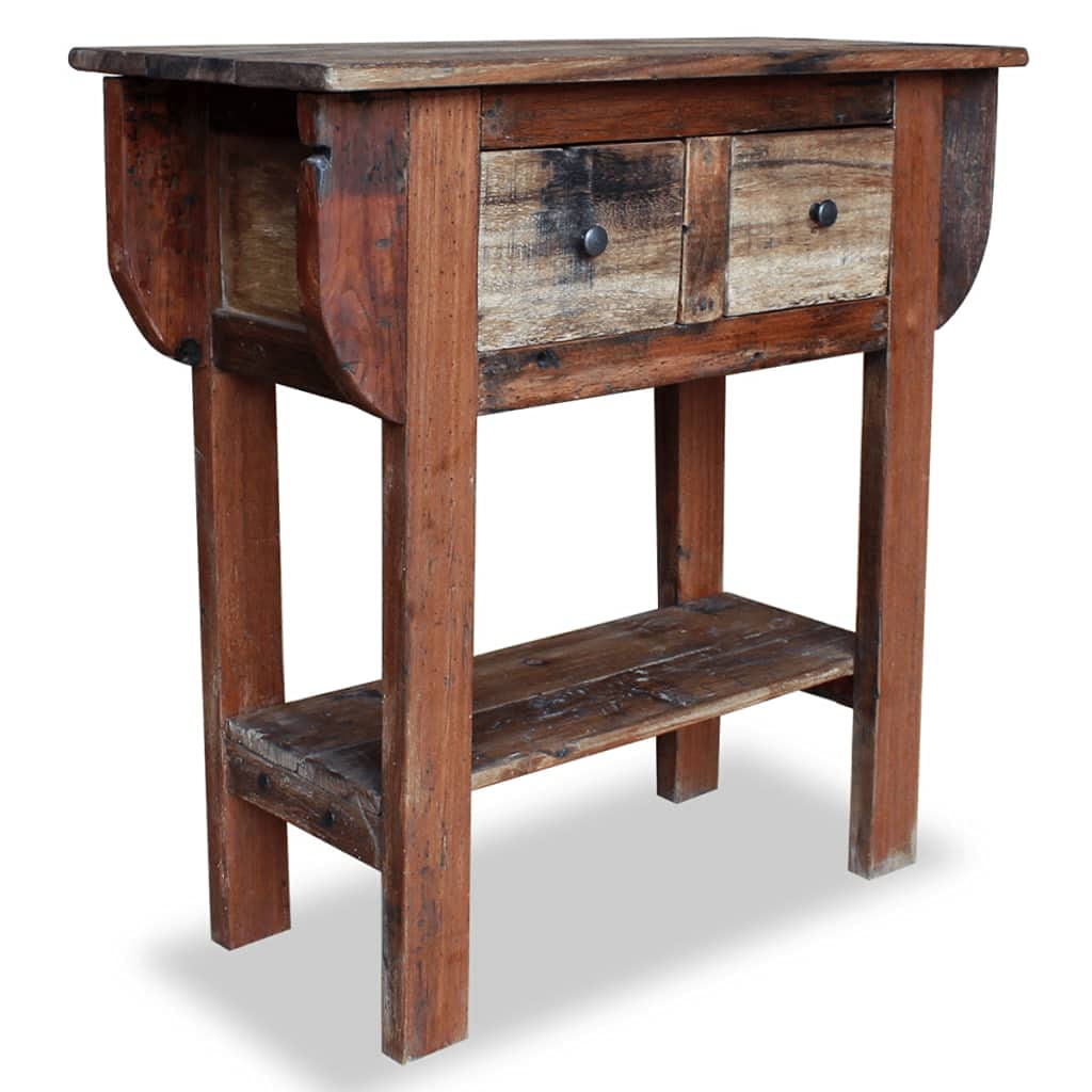 ROSEBEAR Solid Reclaimed Wood End Table with Drawers - 31.5