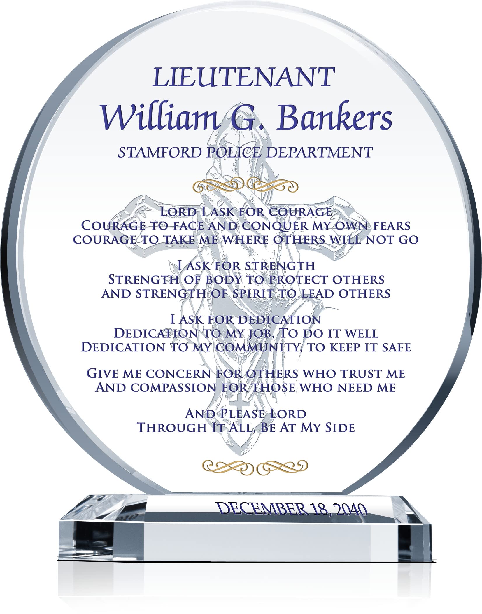 Custom Engraved Police Officer Prayer Plaque - Personalized with Name & Department - Unique Gift for Law Enforcement, Sheriff, Police (6.5 Inch) - Perfect for Retirement, Appreciation & Office Decor