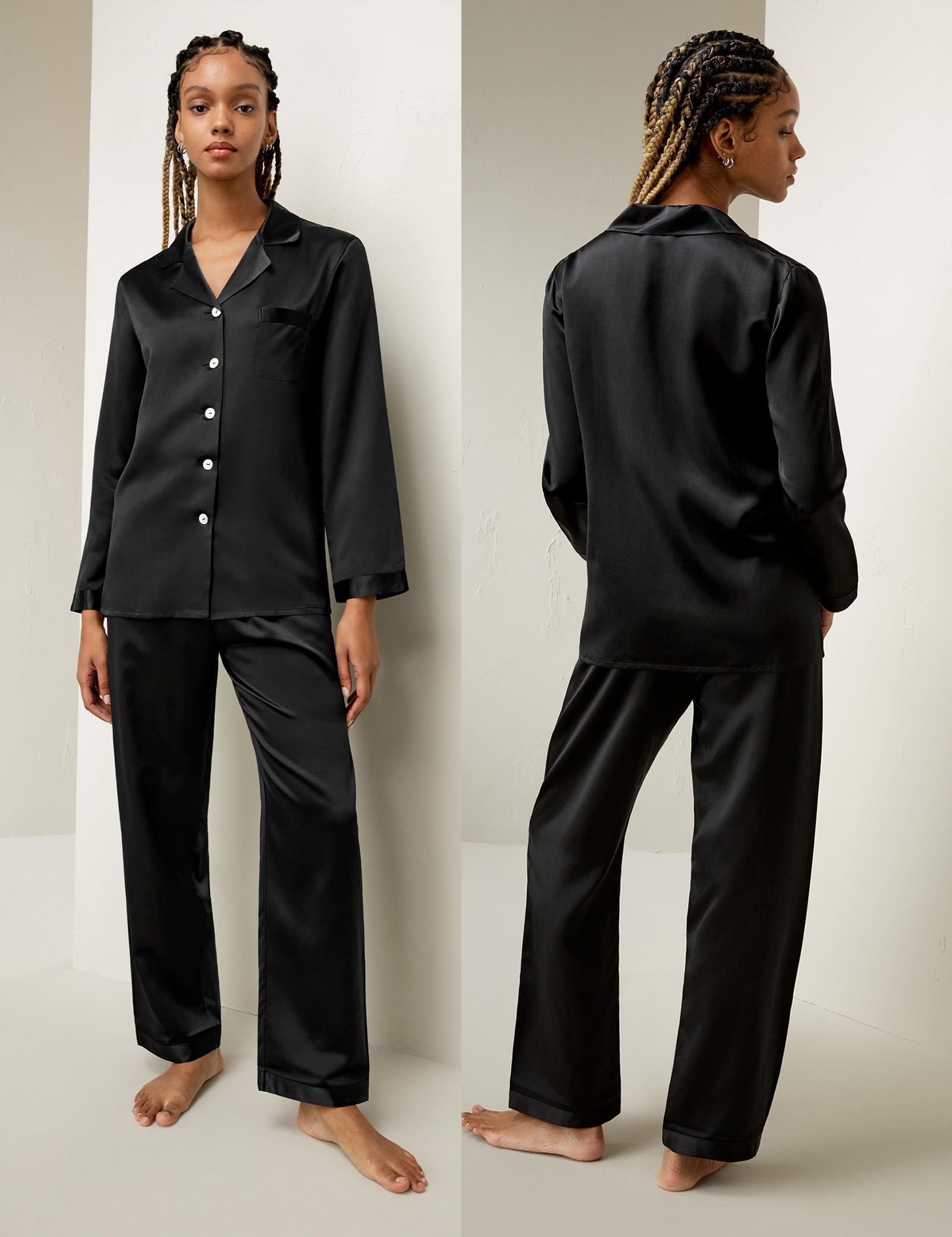 Luxury 100% Mulberry Silk Pajamas for Women - 22 Momme Pure Long Sleeve Full Length Nightgown | Soft Sleepwear for Comfortable Nights & Elegant Lounging