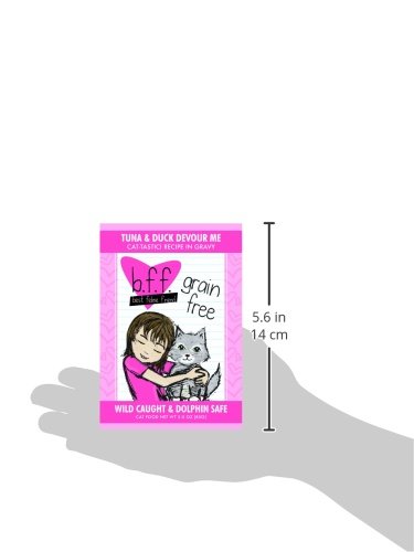 Weruva B.F.F. OMG Best Feline Friend Oh My Gravy! Tuna & Duck in Gravy Cat Food - Grain-Free, High Protein Wet Cat Food for Adult Cats, 3oz Pouch (Pack of 12) - Perfect for Mealtime, Travel & Treats