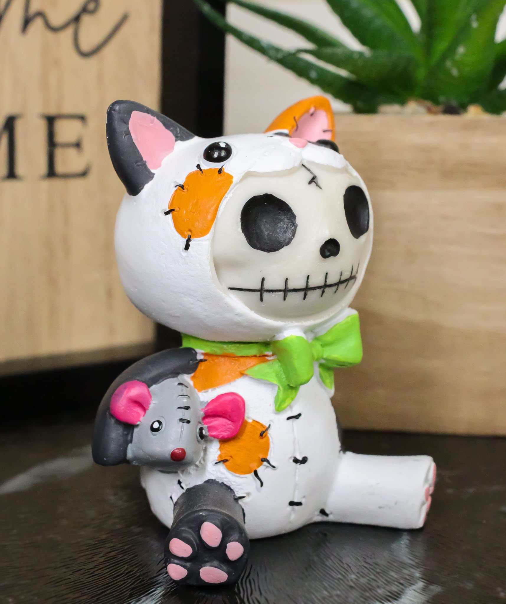 Ebros Furry Bones Stitched Doll Calico Cat Skeleton Figurine 3