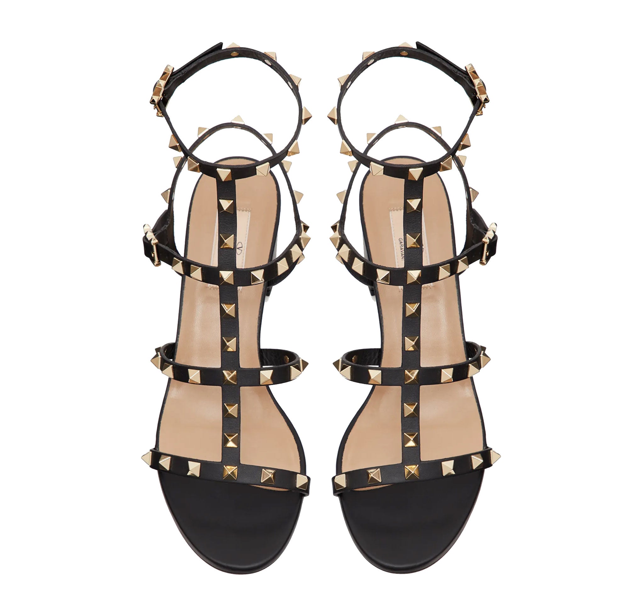 Valentino Rockstud Gladiator Block Heels 60mm - Black Leather Strappy Sandals for Women | Perfect for Evening Parties, Date Nights & Special Occasions