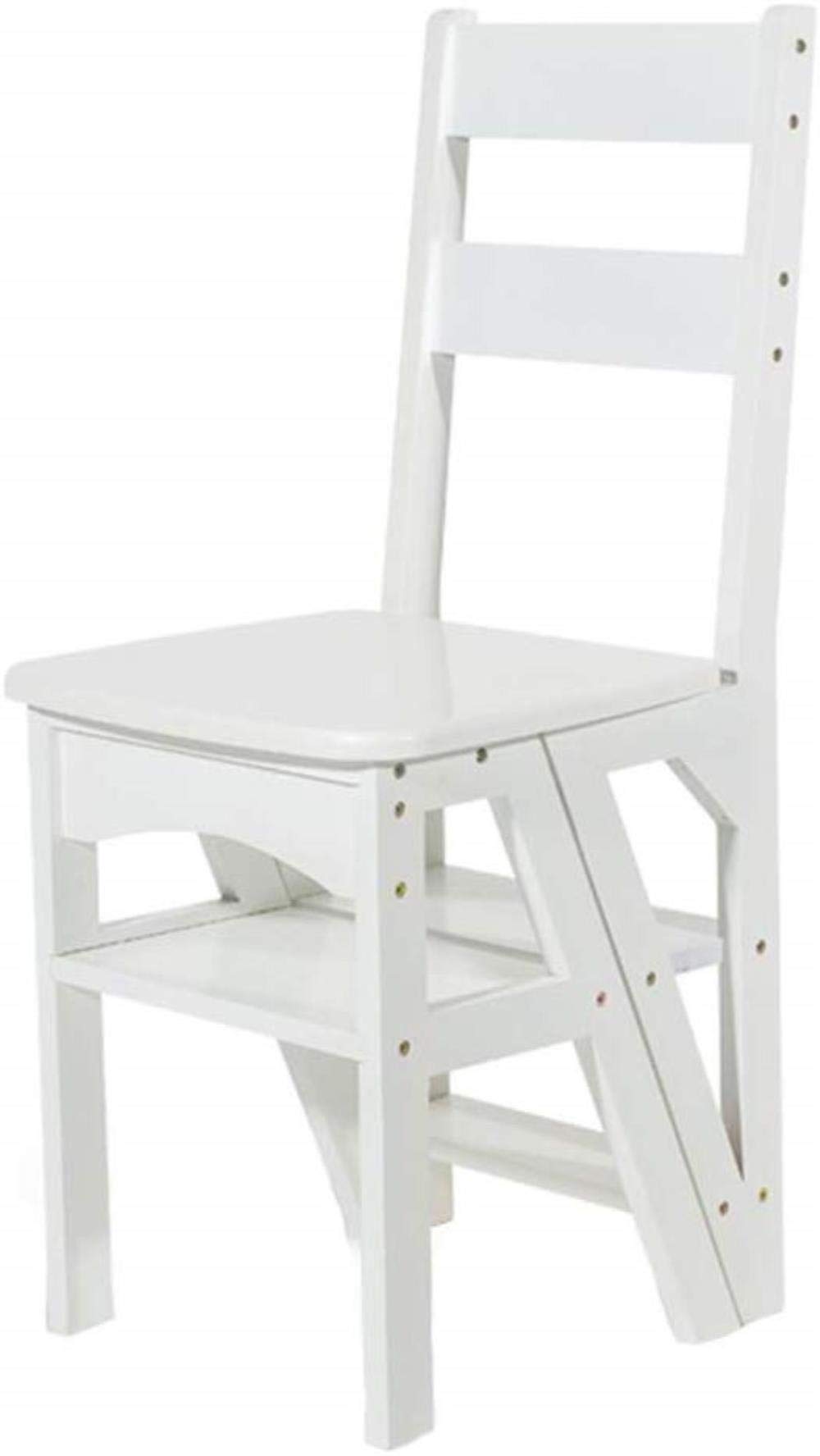 FADUNI White Wooden 4-Step Folding Step Stool for Home & Office - Multifunctional Ladder, Bookshelf, Storage Shelf - Perfect for Indoor Use, Climbing, Reaching High Shelves, and Organizing Spaces