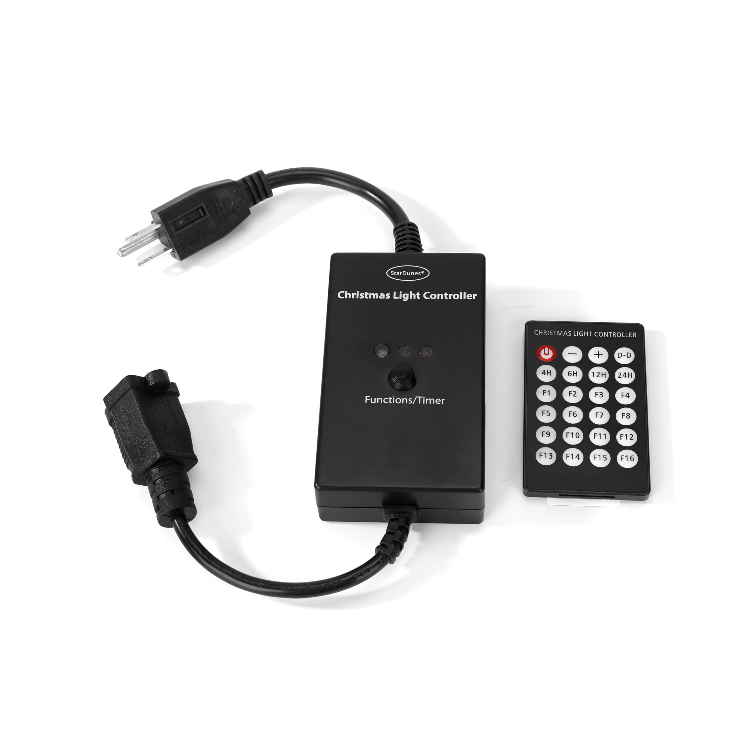 Christmas Light Controller - 16 Dazzling Flash/Fade Modes, 5 Timer Settings, Full Function Remote for Holiday Decorations & Indoor/Outdoor Lighting