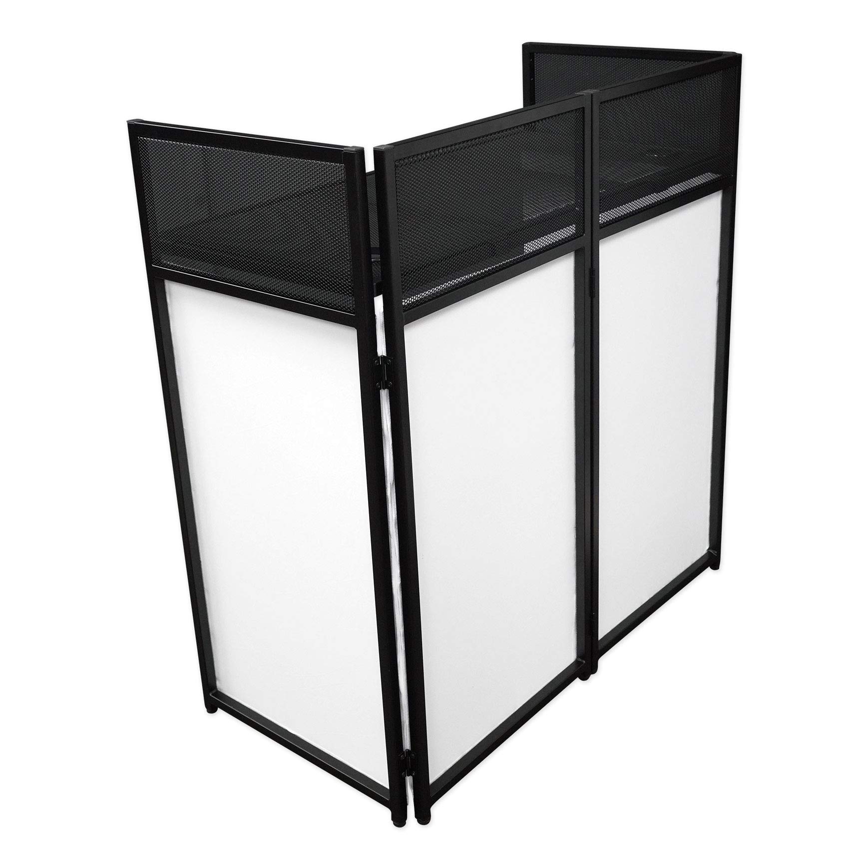 Rockville ROCKBOOTH Professional DJ Booth Facade with 2 Scrims & 2 Lights - Portable Outdoor Backyard Party Setup for Weddings, Events & Nightclubs