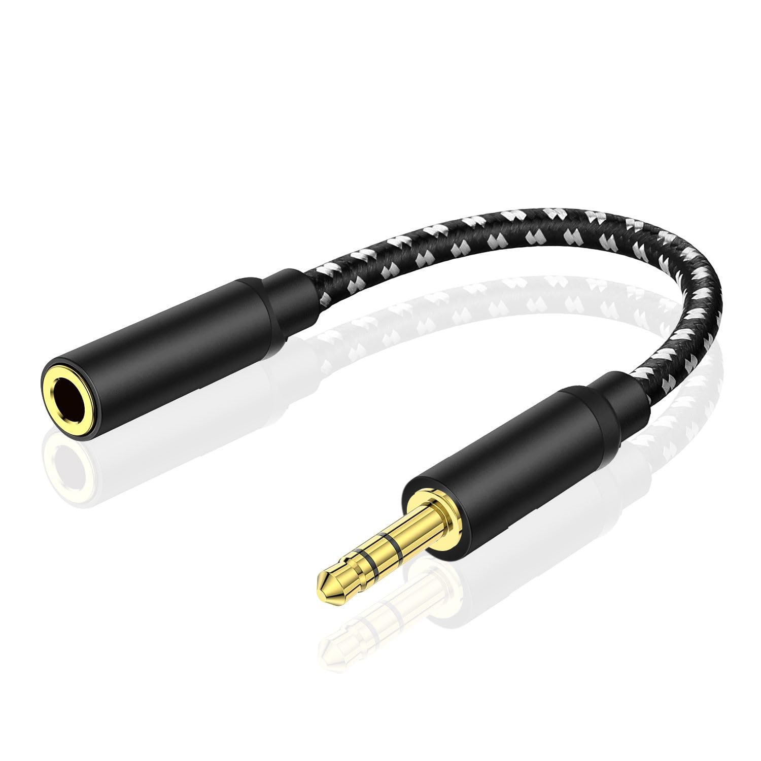 Premium 3.5mm Audio Jack Extension Cable - 6 Inch Male to Female AUX Stereo Headphone Extender Adapter for iPhone, Android, Smartphones, Speakers & Battery Cases | Perfect for Home, Office & Car Audio Setups