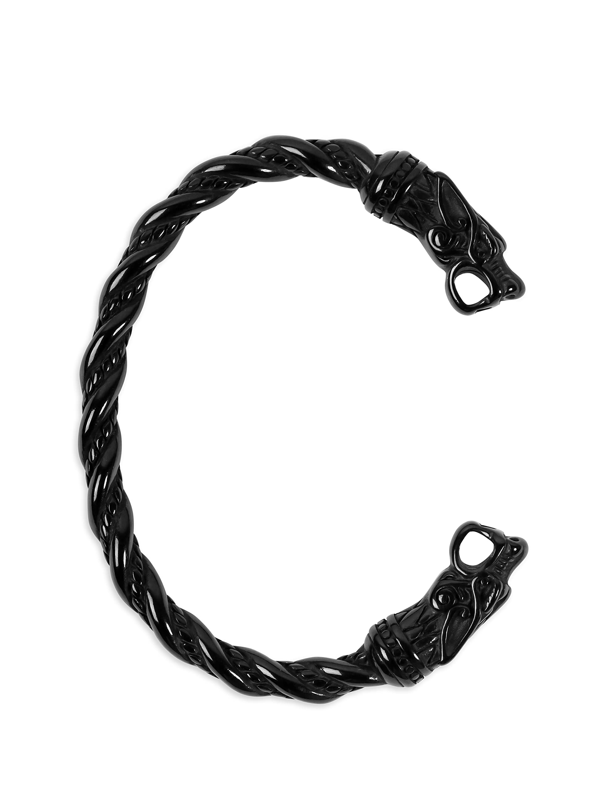 HAQUIL Stainless Steel Viking Twisted Cuff Bracelet for Men - Norse Warrior Arm Ring - Durable Viking Jewelry Gift - Perfect for Medieval Reenactments, Cosplay & Viking Style Outfits