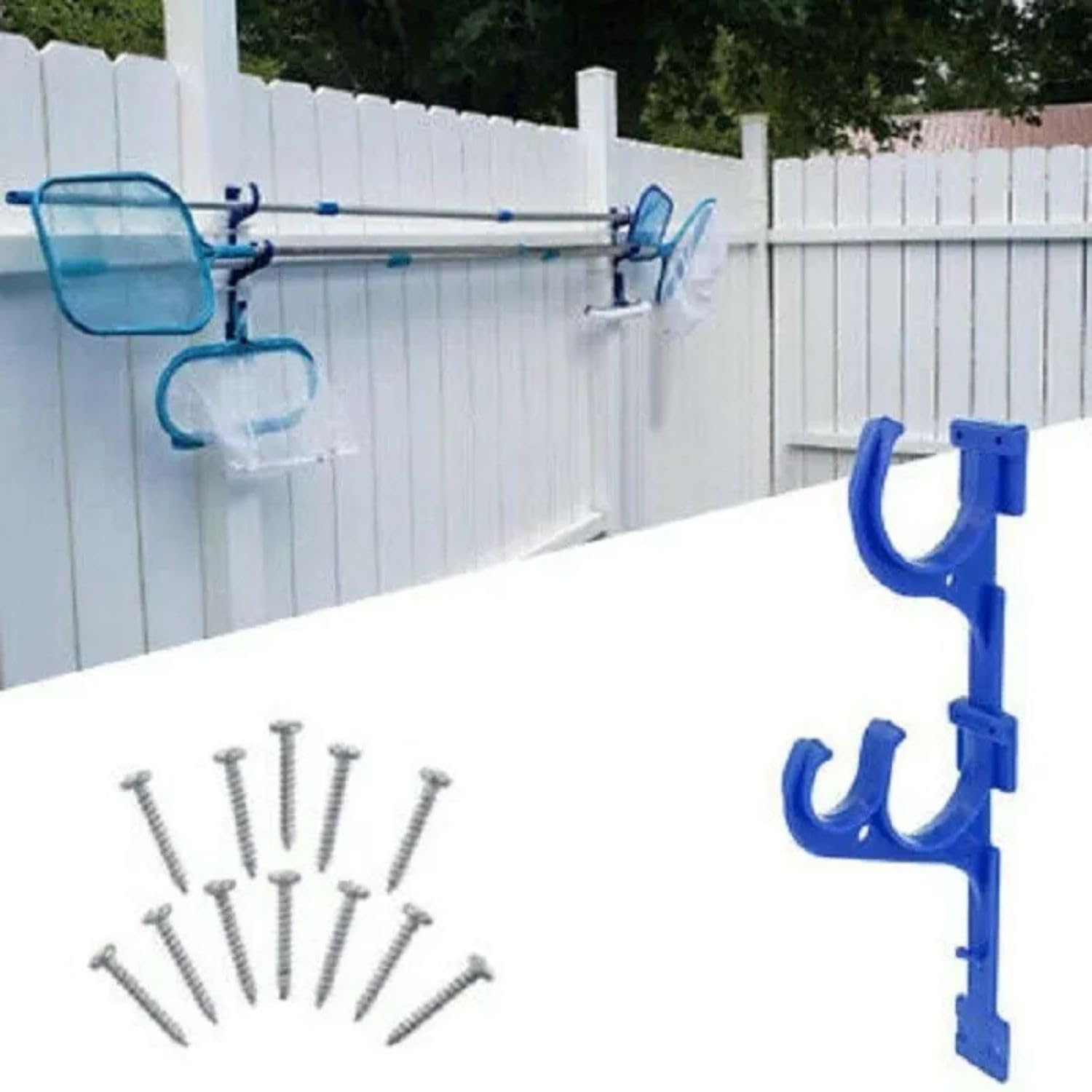 3-Hook Telepole, Skimmer & Hose Swimming Pool Cleaning Kit - 12