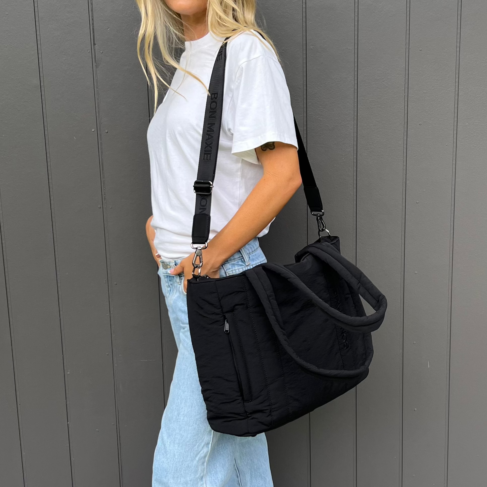 Stylish Black Everyday Tote Bag for Women - Lightweight & Spacious Carryall for Work, Shopping & Travel