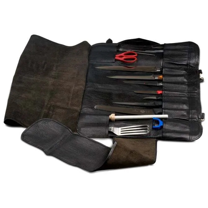Boldric Leather Knife Bag with 18 Pockets - Premium Chef Knife Roll for Professional Cooks & Culinary Students - Perfect for Kitchen Storage, Travel & Culinary School