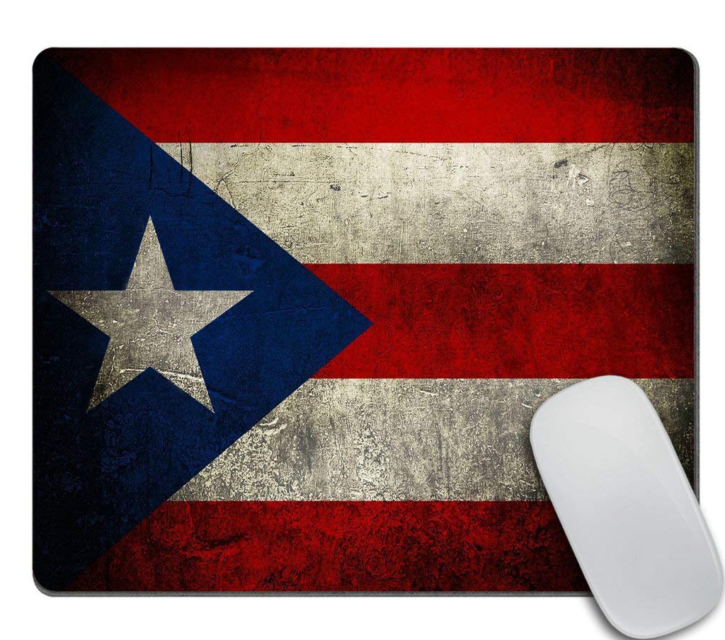 Vintage Style Puerto Rico Flag Blue Red Gaming Mouse Pad - Non-Slip Rubber Backing for PC, Laptop, Office & Home Desk Setup