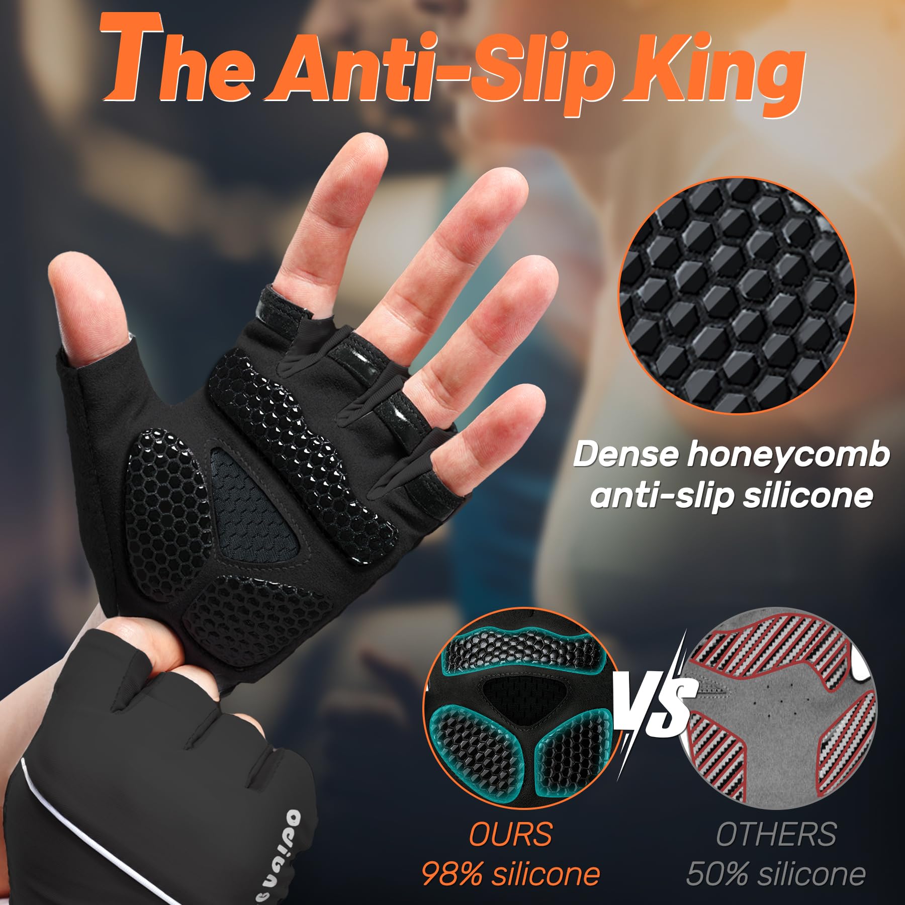 5-in-1 Workout Gloves for Men & Women - Breathable Weight Lifting Gloves with Anti-Slip Grip & Wrist Support - Ideal for Gym Training, CrossFit, Powerlifting & Home Workouts