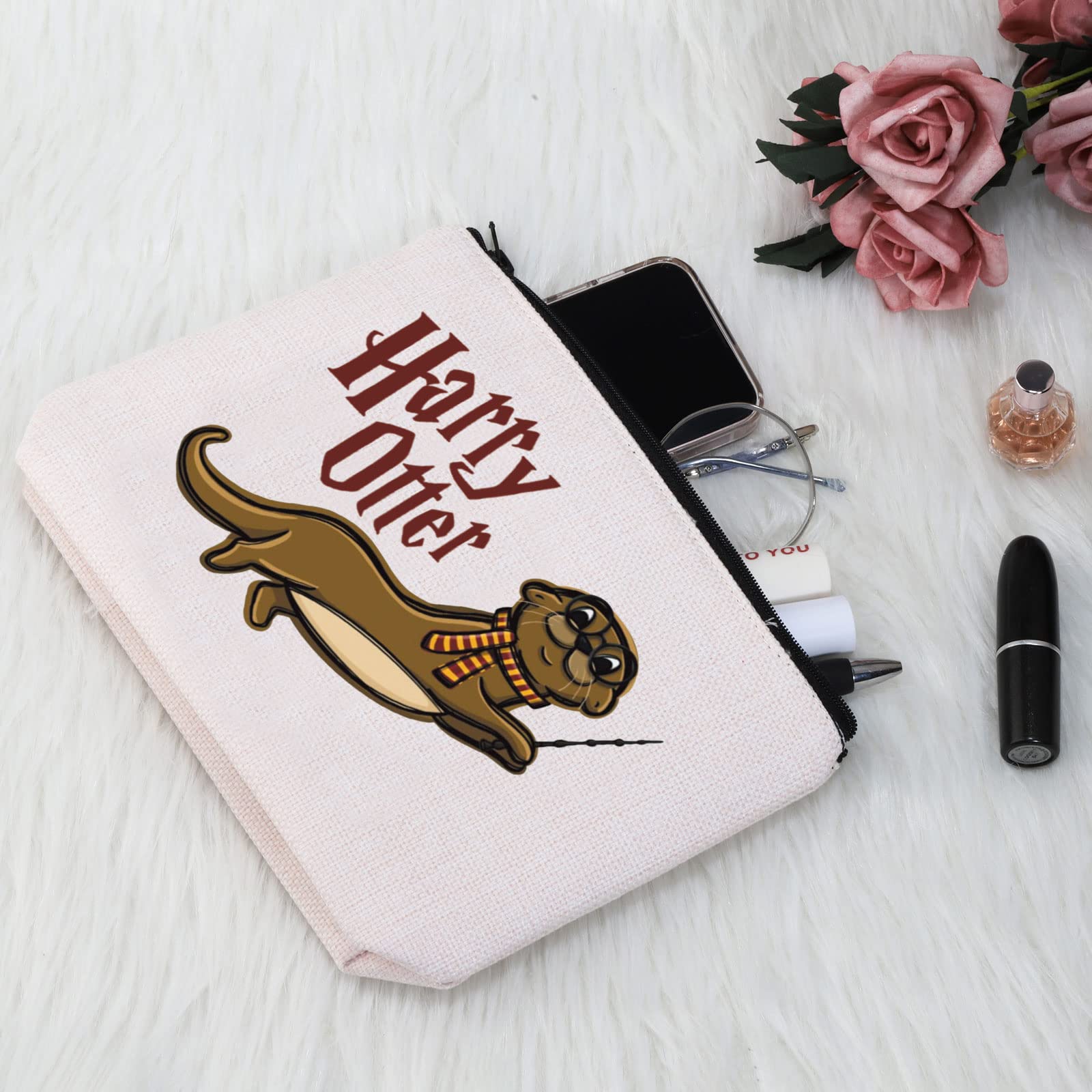 Harry Otter Makeup Bag - Waterproof Cosmetic Travel Pouch for Animal Lovers - Beach & Gym Use