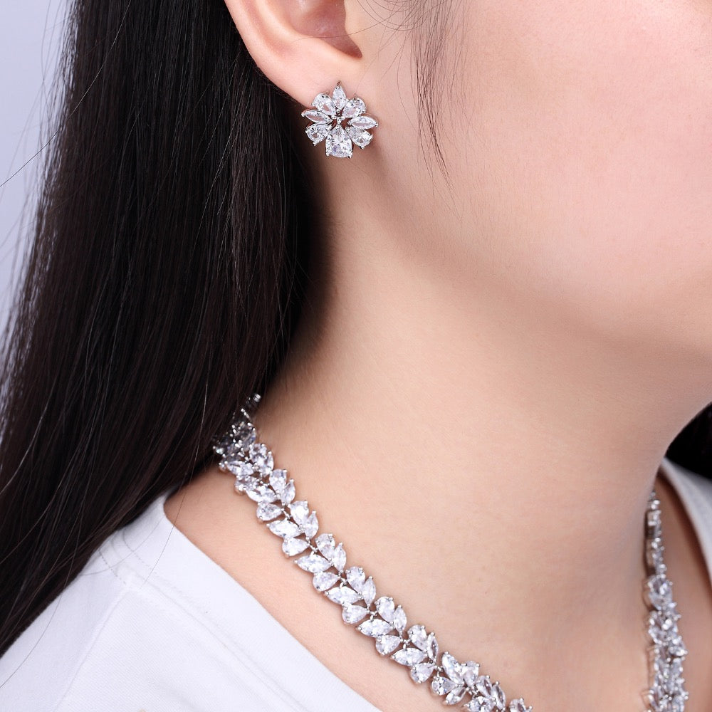Elegant Cubic Zirconia Necklace & Earrings Set for Wedding, Bridesmaid, Prom - CN10009 | Perfect for Bridal Party, Anniversary Gifts & Formal Occasions