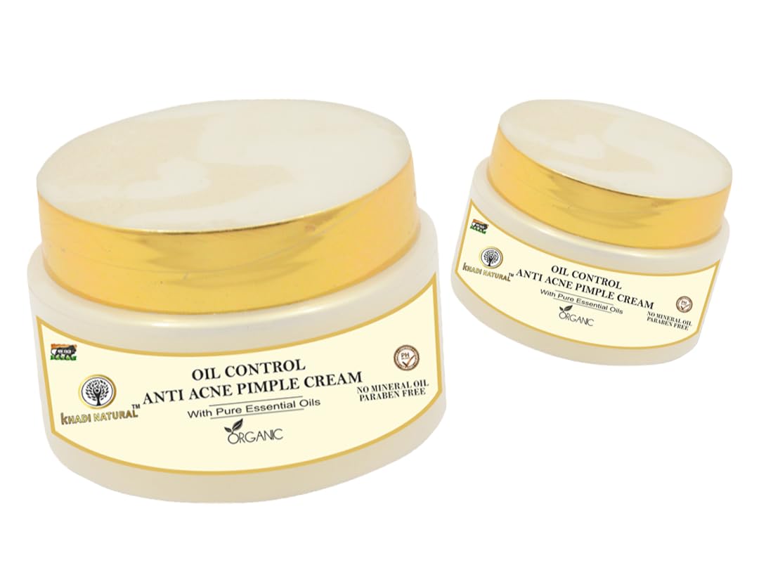 Khadi Natural Oil Control Anti-Acne Pimple Cream 50g - Organic Acne Treatment for Oily & Sensitive Skin - Clarifying Face Cream for Teen & Adult Acne - Perfect for Daily Skincare Routine & Breakout Emergencies