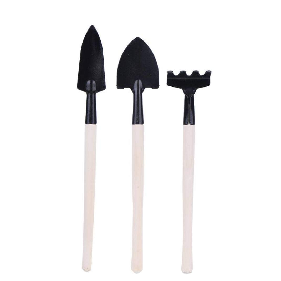 LUCACO Mini Garden Tool Set - 3 Piece Wooden Handle Shovel, Rake & Harrow for Kids | Durable Children's Gardening Tools for Planting, Weeding & Outdoor Activities