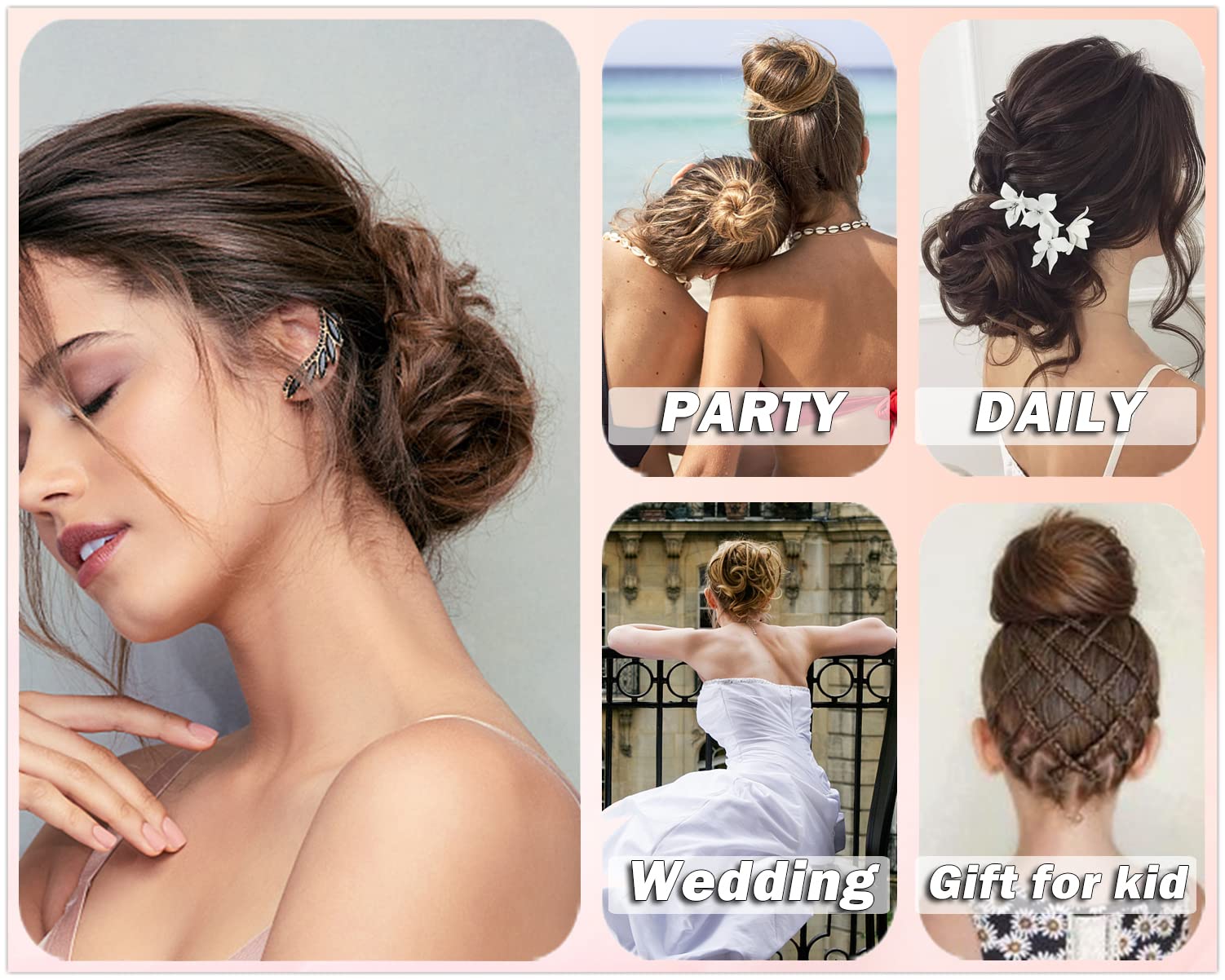 Messy Bun Hair Piece - Thick Updo Scrunchies & Hair Extensions for Women & Girls (Light Auburn) - Perfect for Casual, Work & Special Occasions