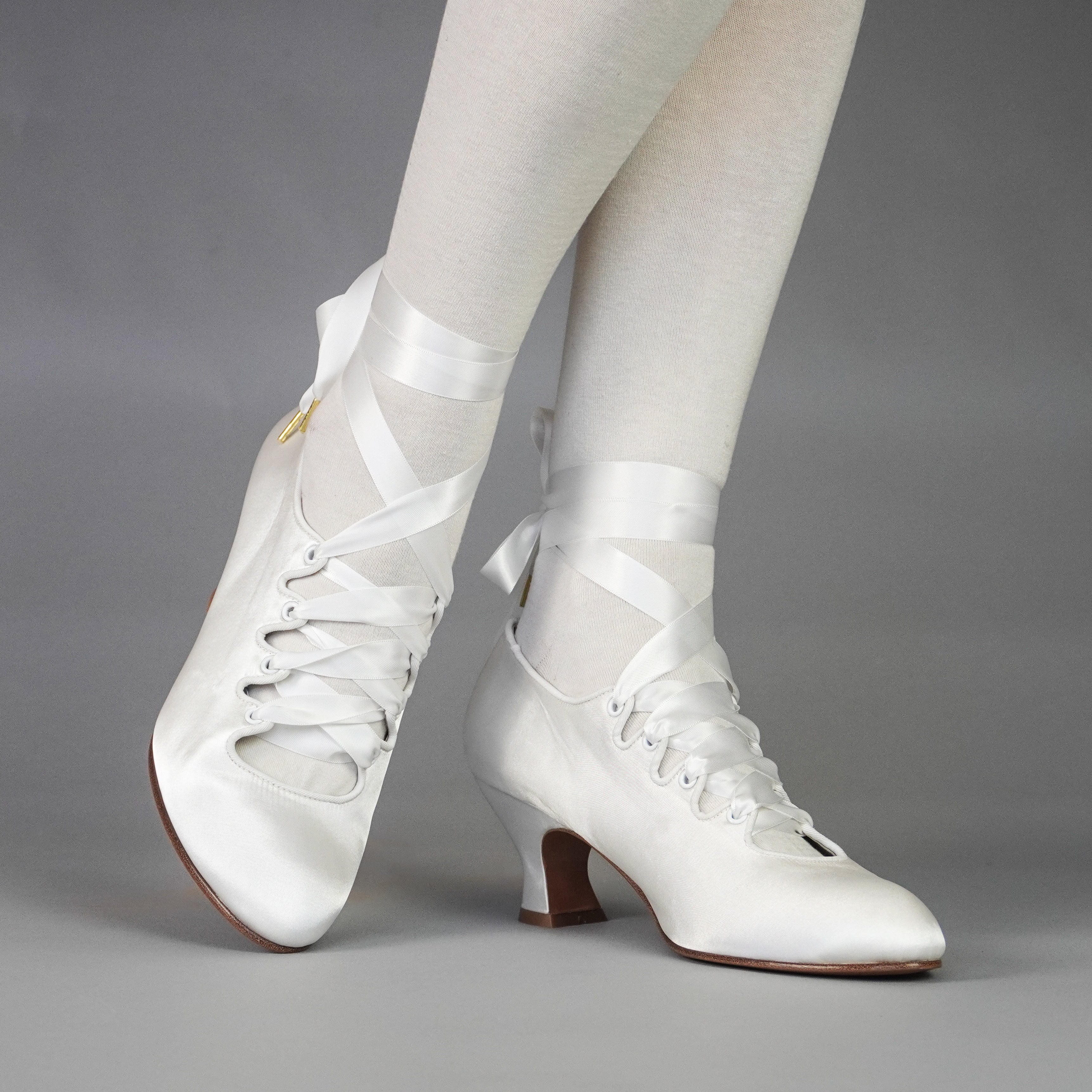Foxtrot Edwardian Women's Heels - Soft White Vintage Pumps for Weddings & Formal Events | Comfortable Dress Shoes for Office & Evening Wear