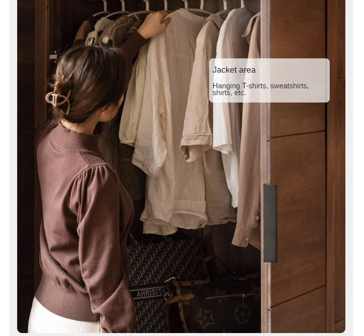 Premium Black Walnut Solid Wood Wardrobe Closet - Spacious Storage for Bedroom, Walk-In Closet & Guest Room Organization
