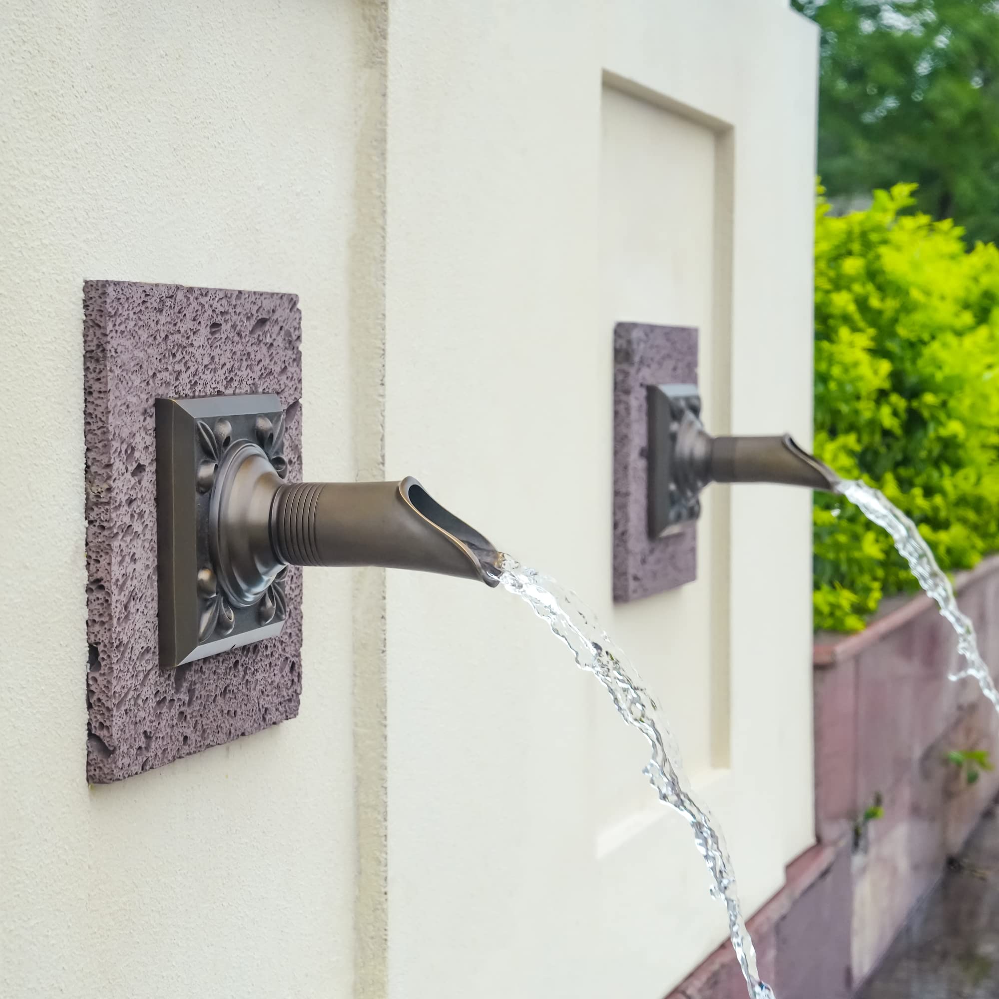 Exquisite Solid Brass Handcrafted Waterfall Spout - Luxury Landscape Fountain Spout for Pools, Ponds & Water Walls - Perfect for Outdoor Decor & Zen Garden Water Features