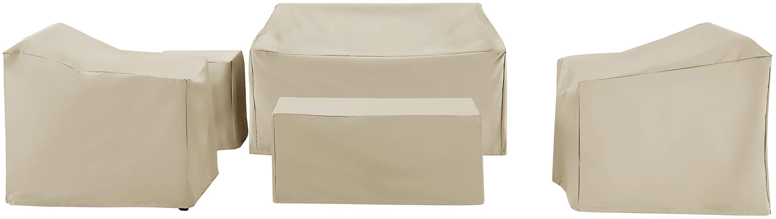 **Crosley Waterproof 5-Piece Patio Furniture Cover Set – Outdoor Loveseat, Chair & Table Covers in Tan – All-Weather Protection for Backyard, Deck & Garden**