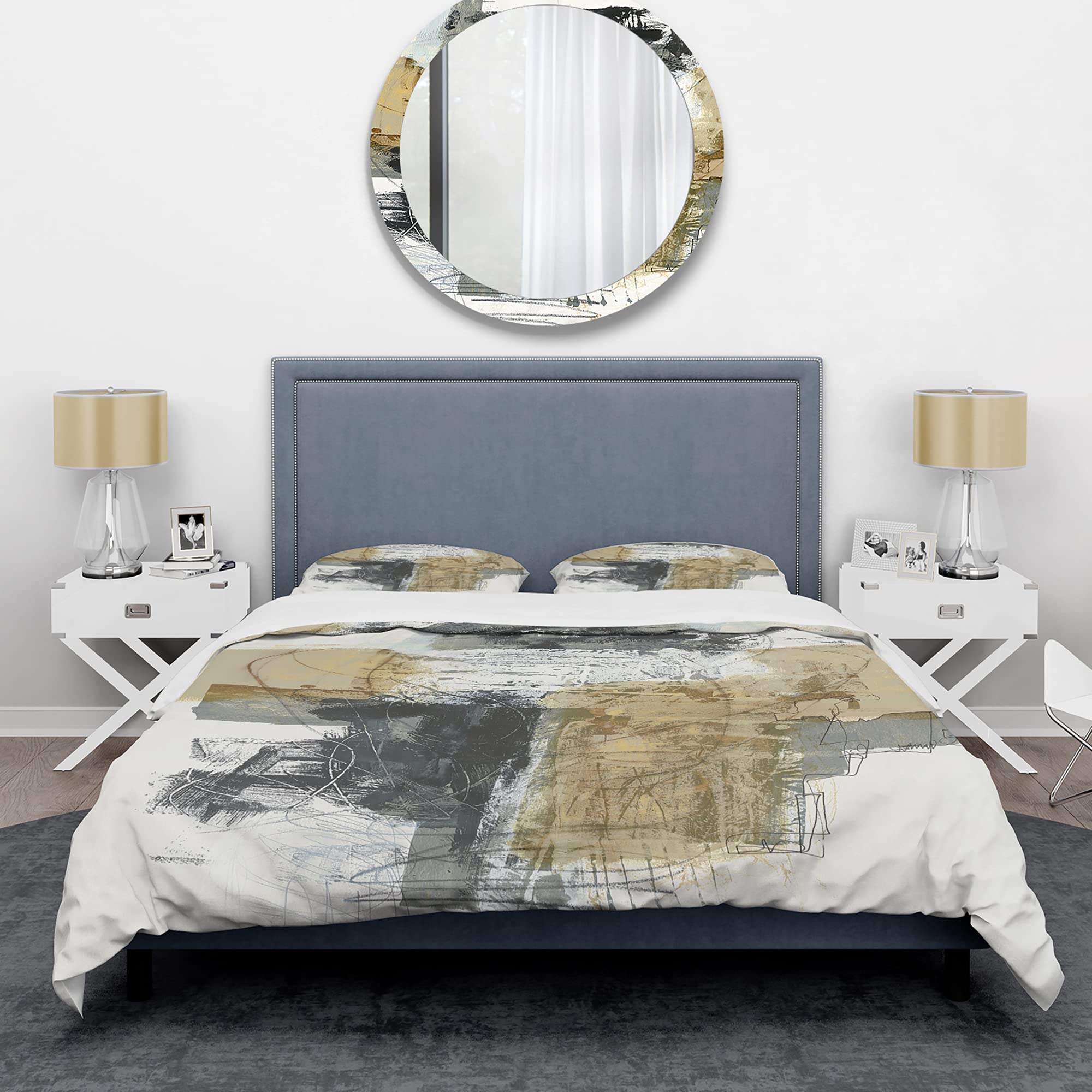 DesignQ Glam Cream Dream II Modern & Contemporary Duvet Cover Set - King Size Black Abstract Bedding (3-Piece) for All Seasons | Perfect for Master Bedrooms, Guest Rooms & Luxury Hotel Decor