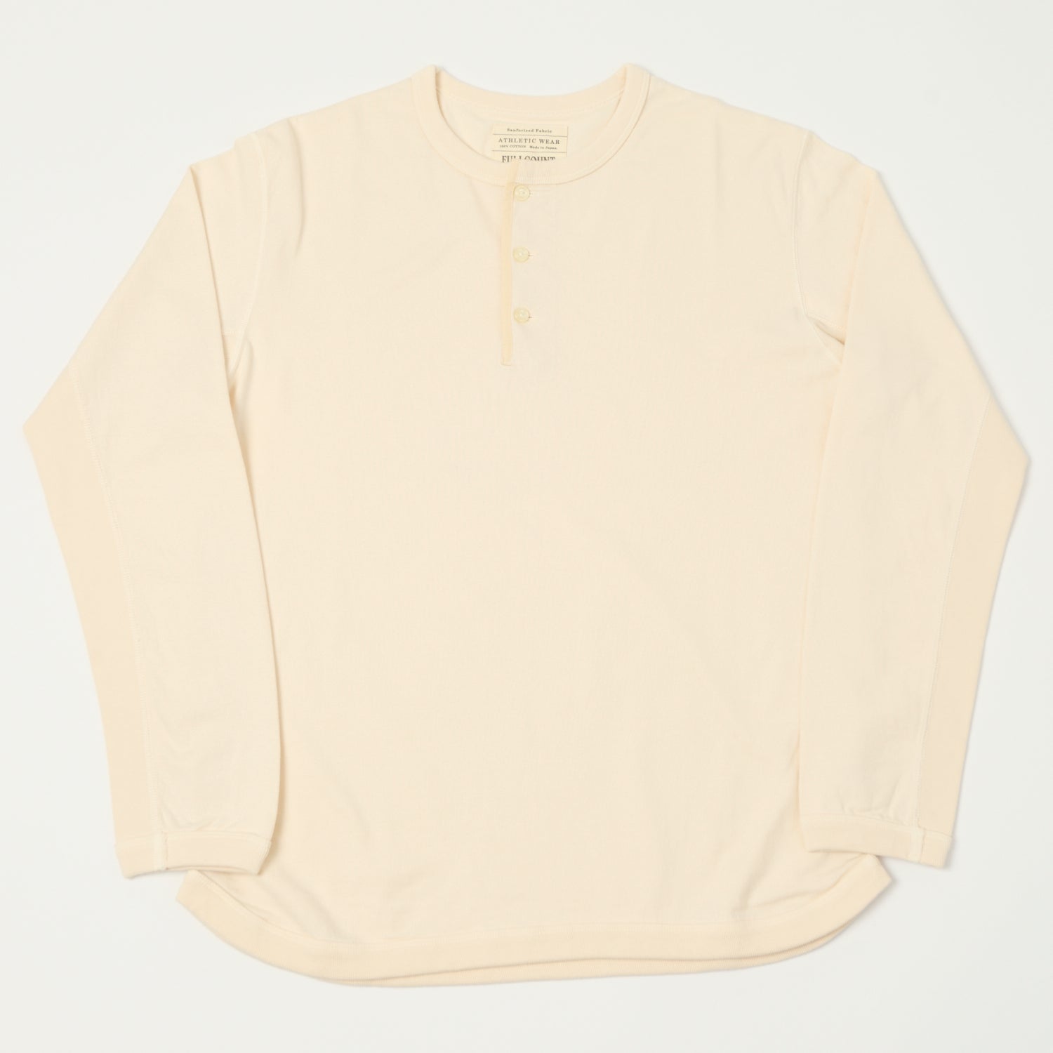 Full Count 5222LH Flat Seam Heavyweight Henley Shirt - 100% Organic Cotton, Relaxed Fit, Ecru Color | Perfect for Casual Wear, Outdoor Adventures & Layering