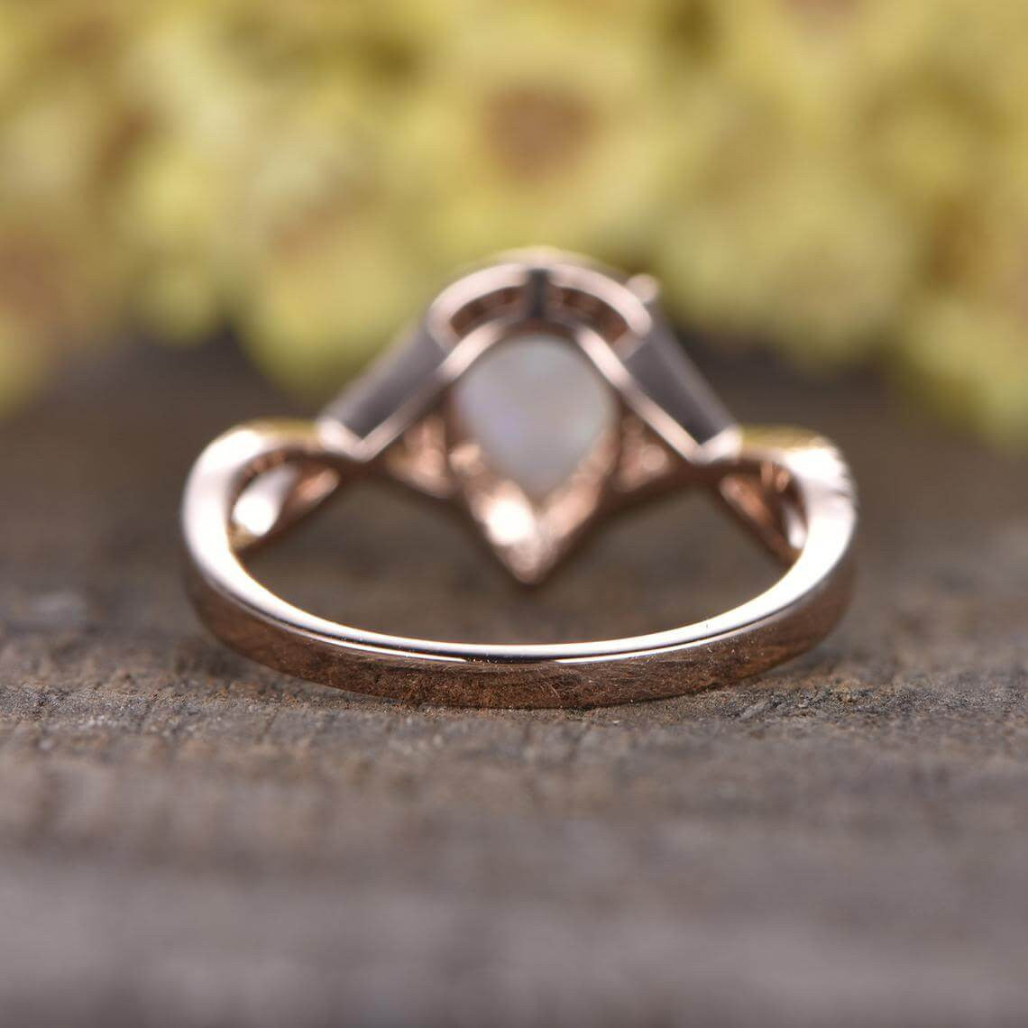 Natural Pear Opal Diamond Engagement Ring - Vintage Style Infinity Band for Wedding, Proposal & Anniversary Gifts | Perfect for Bridal Jewelry & Special Occasions