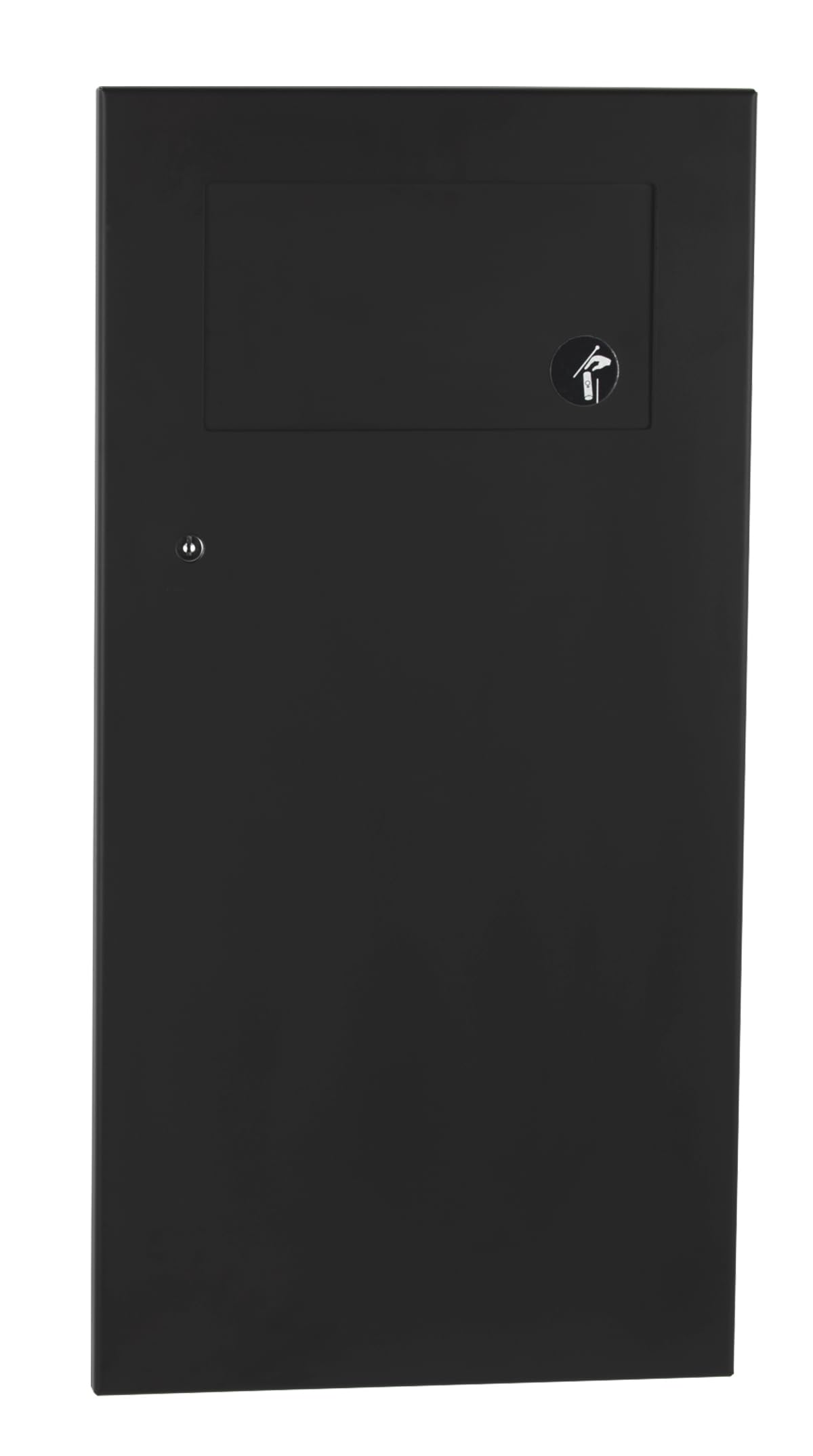 Choice Builder Solutions B-35633.MBLK - Matte Black TrimLine Series Recessed Waste Receptacle with Disposal Door for Office, Restroom & Commercial Spaces