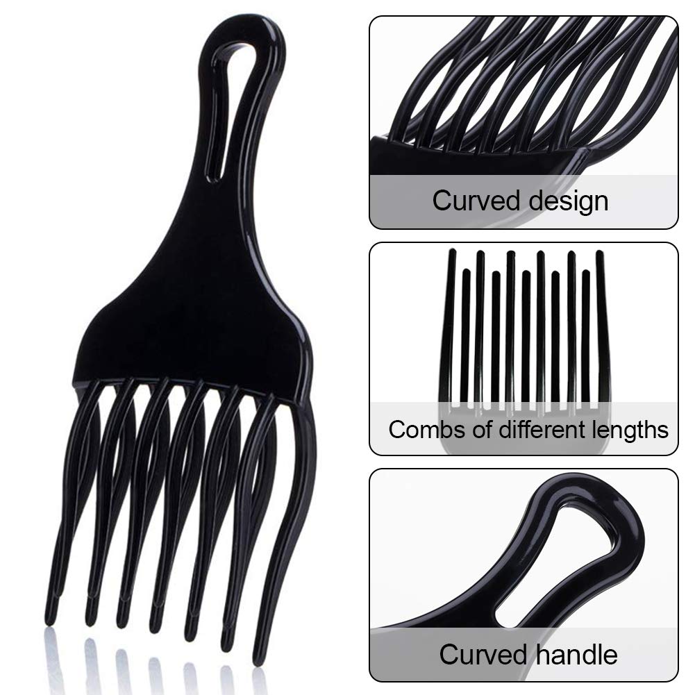 NALCY 4PCS Afro Hair Pick Comb Set - Plastic Wide Tooth Comb for Natural Curls, Perm & Styling - Perfect for Afro Hair, Curly Hair Care & Salon Styling Tools