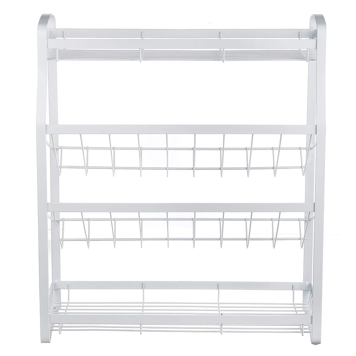 4-Tier Spice Rack Organizer - Rustic Iron Wall Mounted Spice Jar Holder for Kitchen, Bathroom & Countertop Storage - Perfect for Organizing Spices, Cosmetics & Small Items