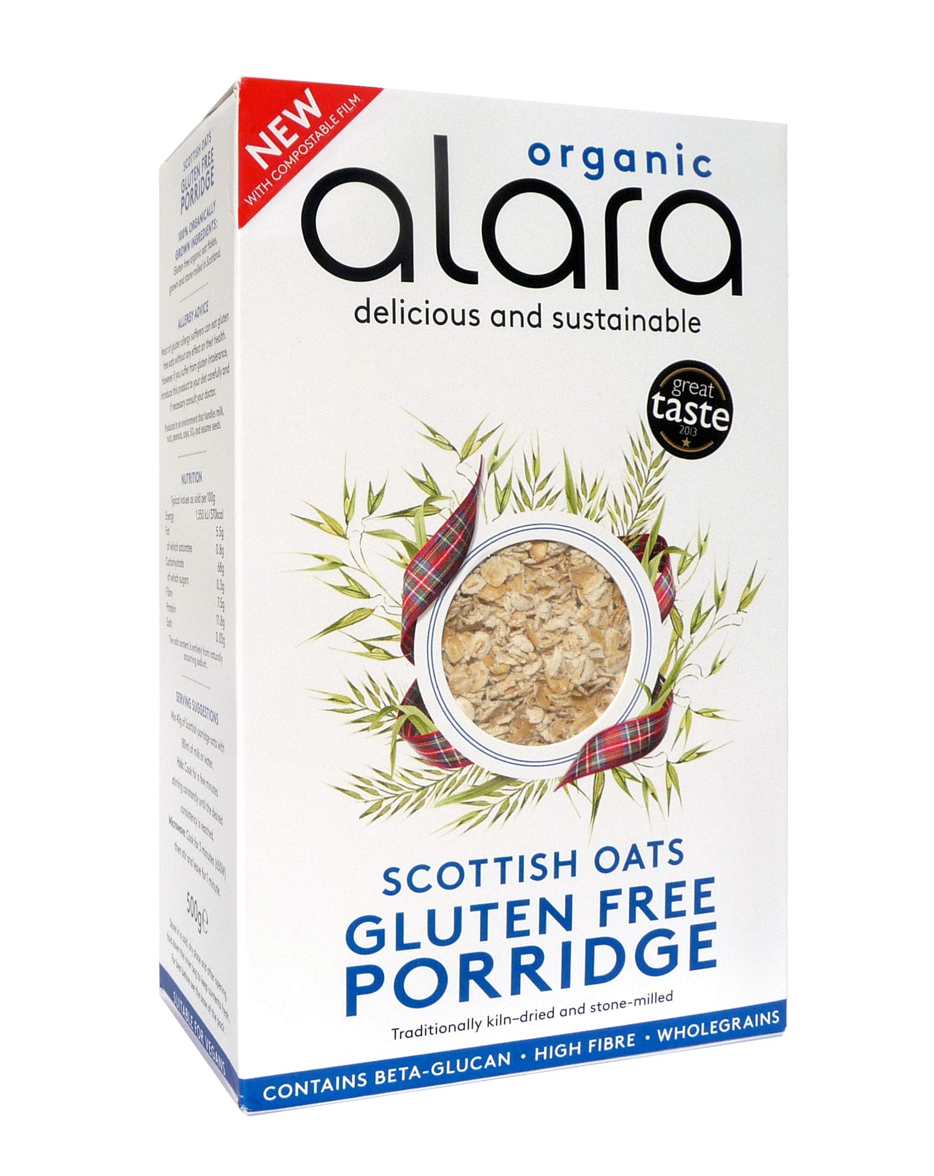 Organic Scottish Oats Porridge Flakes - Gluten Free, Non-GMO, 500g (Pack of 3) - Healthy Breakfast Cereal for Kids & Adults, Quick Oatmeal Meal Prep, Vegan & Paleo Friendly