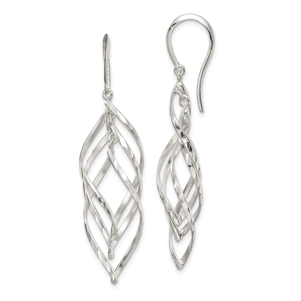 Sterling Silver Diamond-Cut Dangle Earrings for Women - Elegant Drop Earrings for Party, Wedding & Everyday Wear