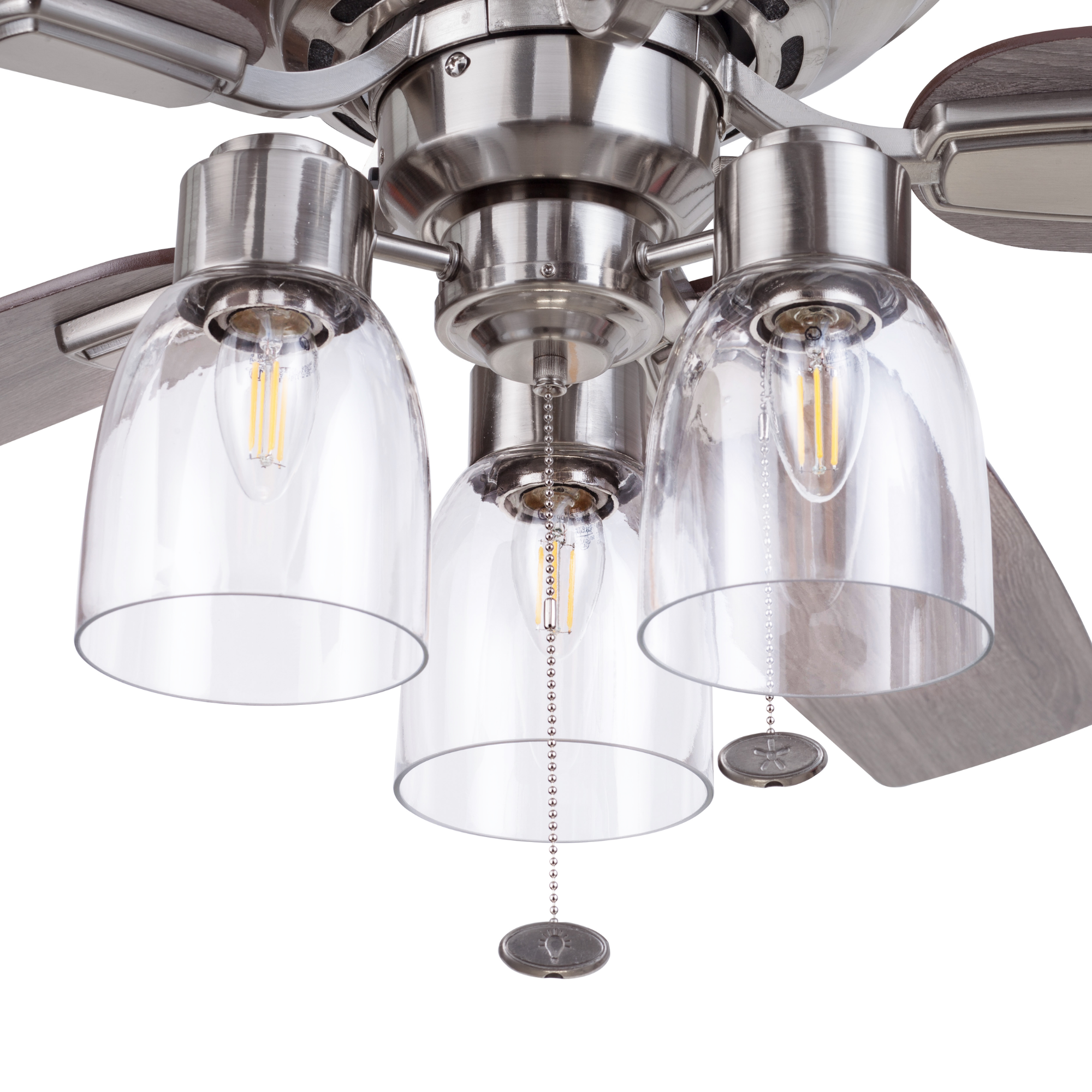 52 Inch Magonia Brushed Nickel Ceiling Fan with Pull Chain & Quick Attach™ - Perfect for Living Room, Bedroom, and Outdoor Spaces