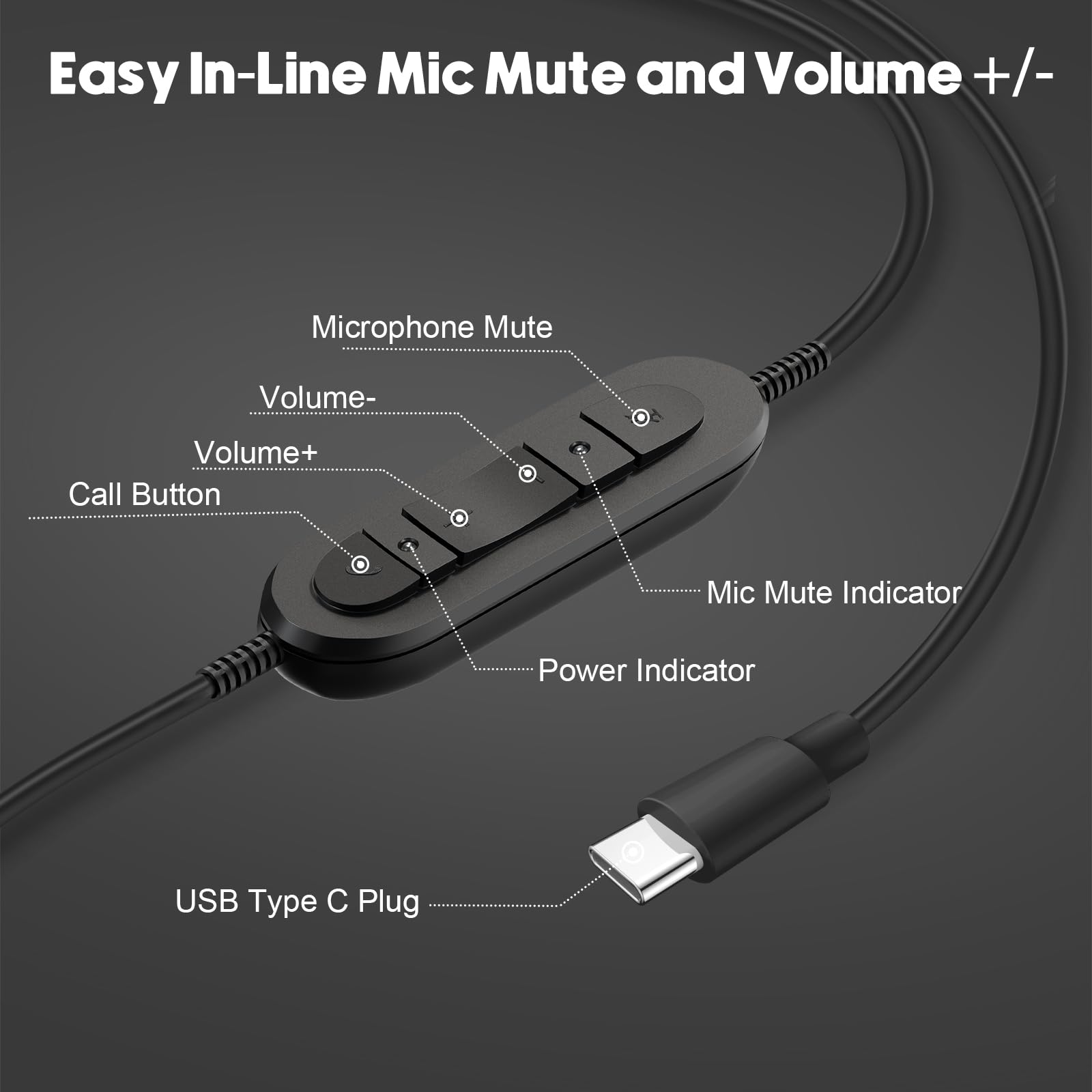 USB-C Over-Ear Headphones with Noise Cancelling Mic for Laptop - Compatible with Teams, Zoom, Google Meet, Webinars | Perfect for Remote Work, Online Classes & Conference Calls