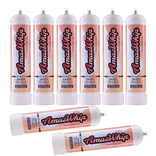 AmazWhip 640g Original Flavor Whipped Cream Charger (8 Cylinders) - Perfect for Desserts, Coffee Toppings & Baking | Nitrous Oxide Cream Dispenser