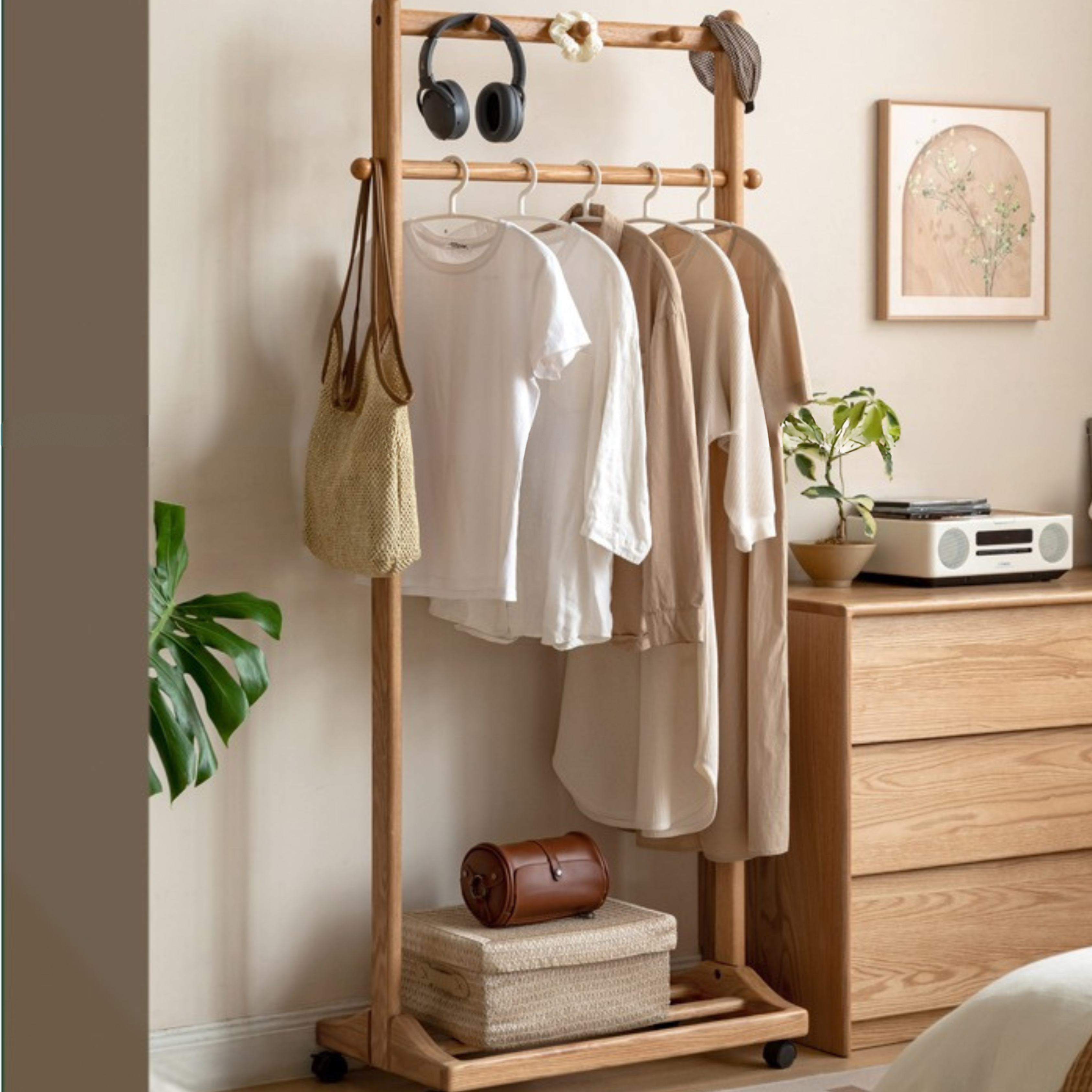Premium Solid Oak & Birch Wood Wall Hanger - Adjustable Coat Rack for Jackets, Hats & Bags - Perfect for Entryway, Bedroom & Closet Organization