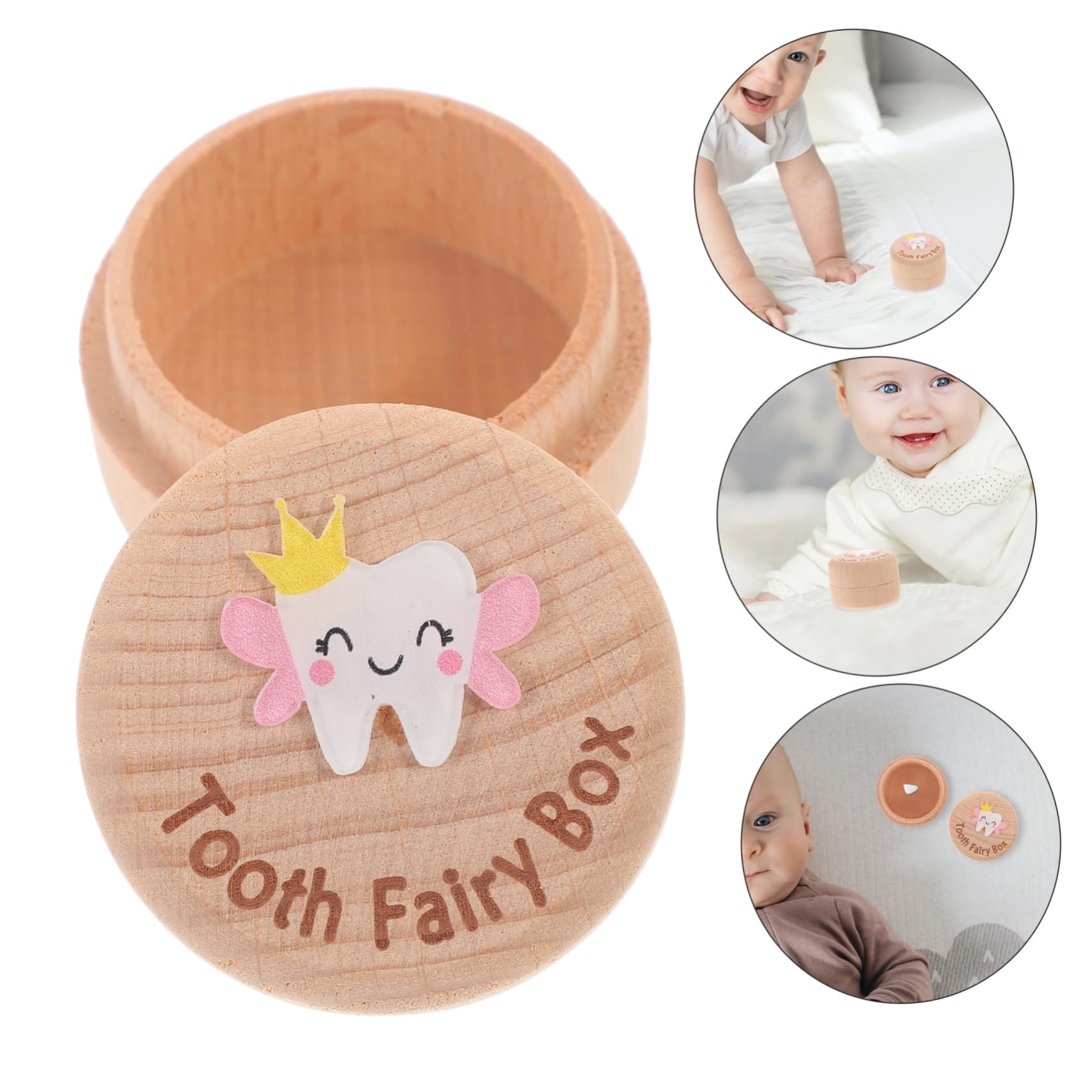 BESTonZON Wooden Baby Tooth Keepsake Box - First Tooth Saver & Memory Holder for Kids' Milestones | Perfect Baby Shower Gift & Childhood Memorabilia Storage