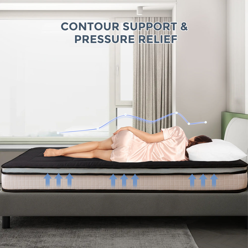 MAXYOYO Padded Japanese Floor Mattress - Black Foldable Roll Up Futon for Bedroom, Guest Room & Travel | Comfortable Floor Sleeping Mat for Adults & Kids
