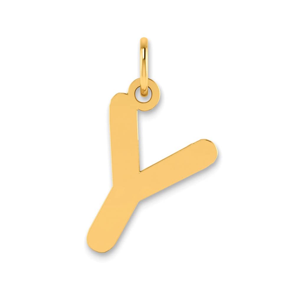 14K Yellow Gold Polished Bubble Letter Y Initial Pendant Necklace - Perfect for Gifts, Birthdays, Anniversaries & Personalized Jewelry