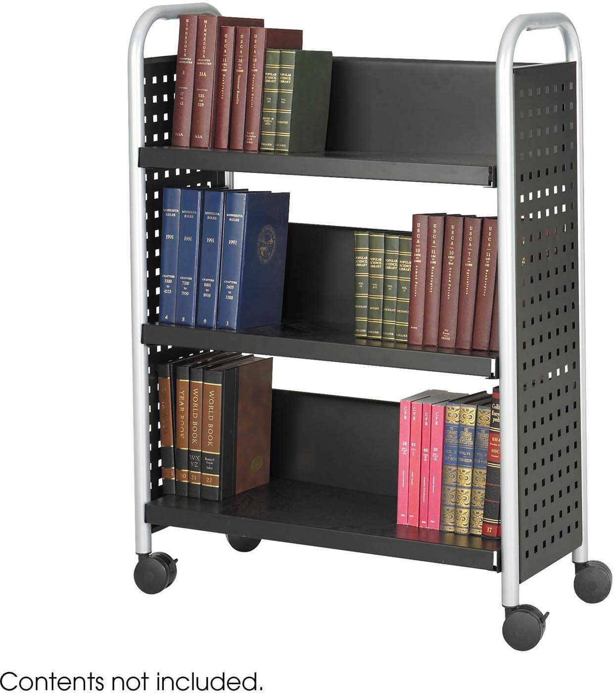 Scoot™ Single Sided Book Cart with 3 Shelves - Black [5336BL] - Perfect for Libraries, Classrooms & Office Storage