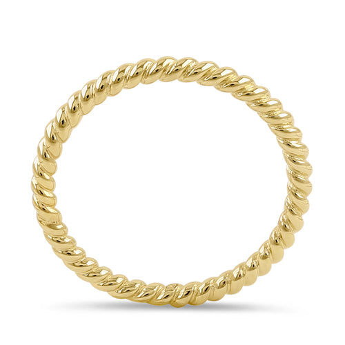 14K Solid Yellow Gold Stackable Rope Ring for Women - Dainty Minimalist Jewelry for Everyday Wear, Layering & Gift Giving